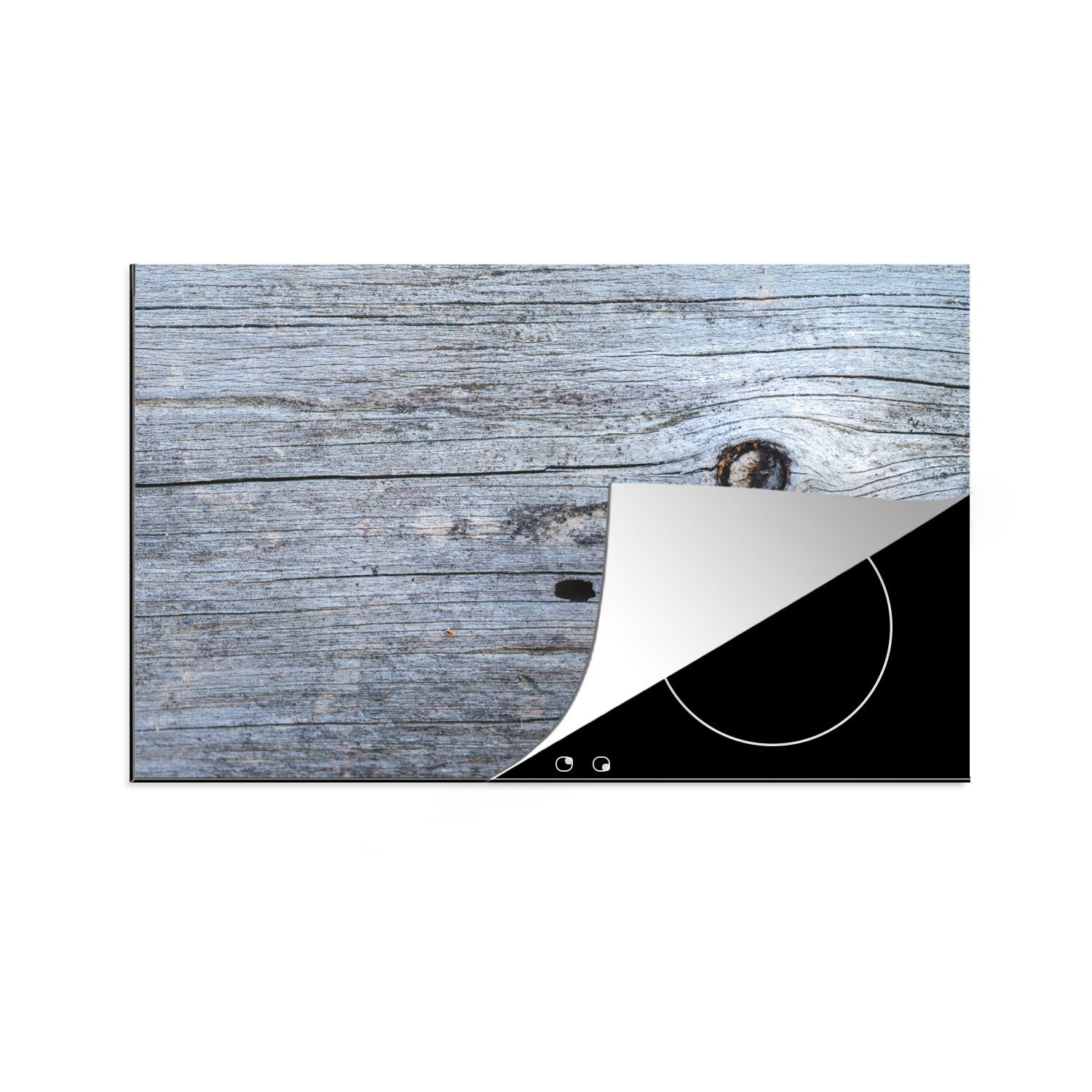 MuchoWow Herdblende-/Abdeckplatte Vinyl, (1 cm, die Ceranfeldabdeckung für eines in Struktur Schutz küche, 81x52 Schwarz-Weiß, tlg), Induktionskochfeld Brettes