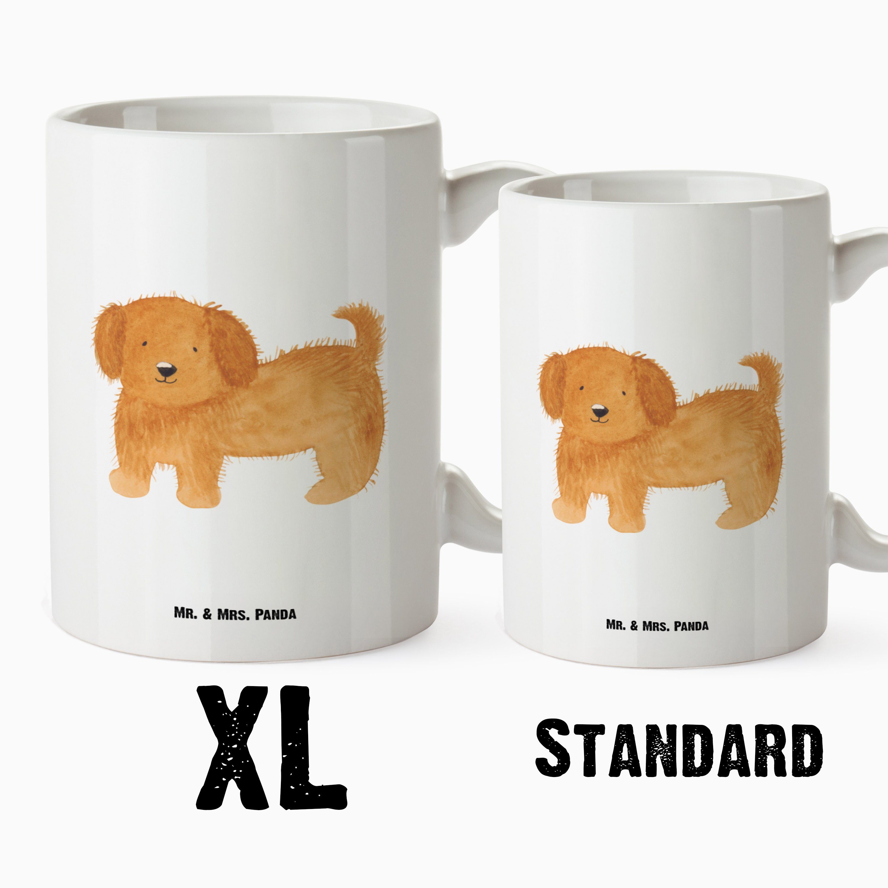 Tasse & - flauschig Tasse XL Hundespruch, XL - Tierliebhaber, Mrs. Panda Geschenk, Hund Weiß Teet, Keramik Mr.