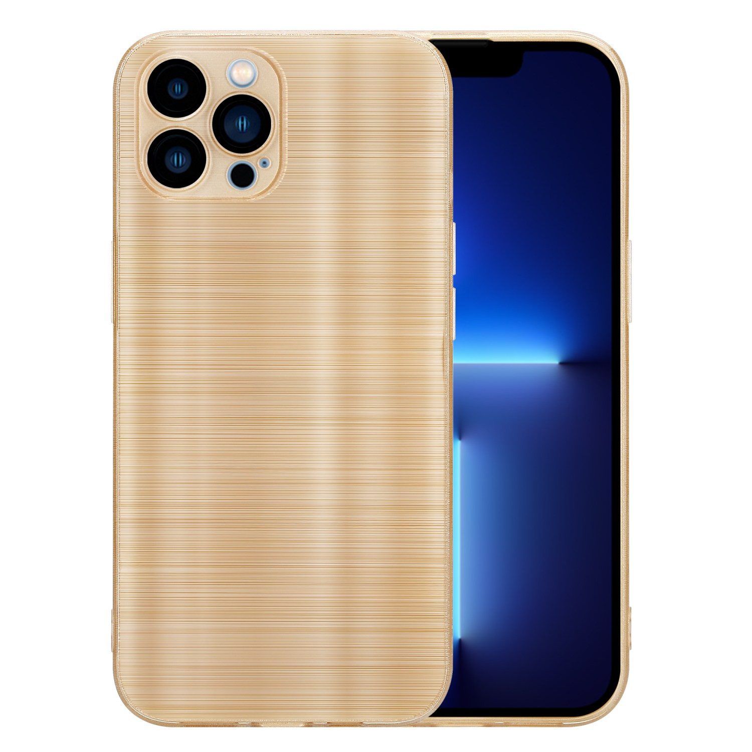 Cadorabo Handyhülle für iPhone 13 PRO MAX Hülle Apple iPhone 13 PRO MAX, Schutzhülle - TPU Silikon Hülle - im Brushed Design