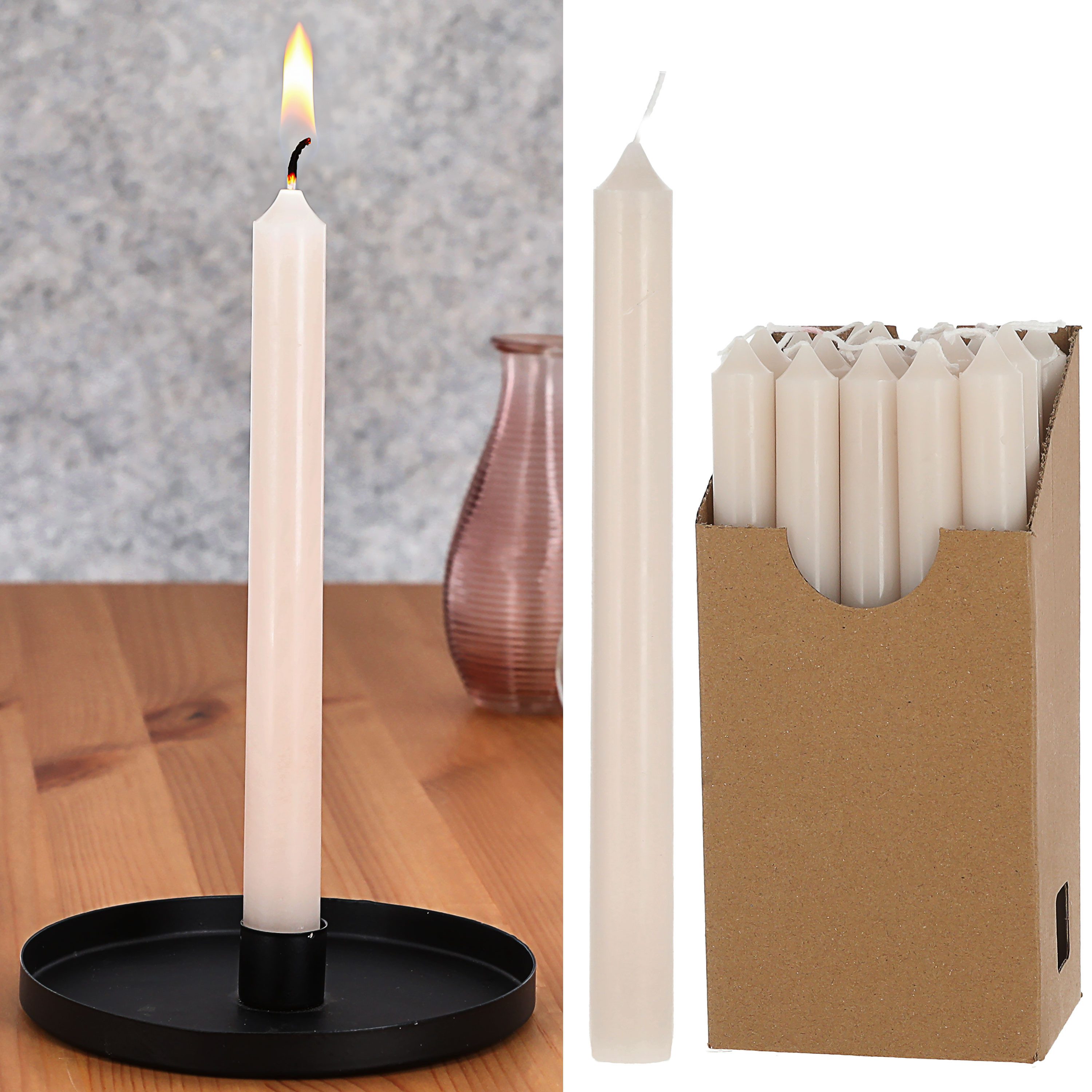 CEPEWA Tafelkerze Stabkerze 20er Set creme 2x25cm Paraffin Dekokerze Kerze günstig online kaufen