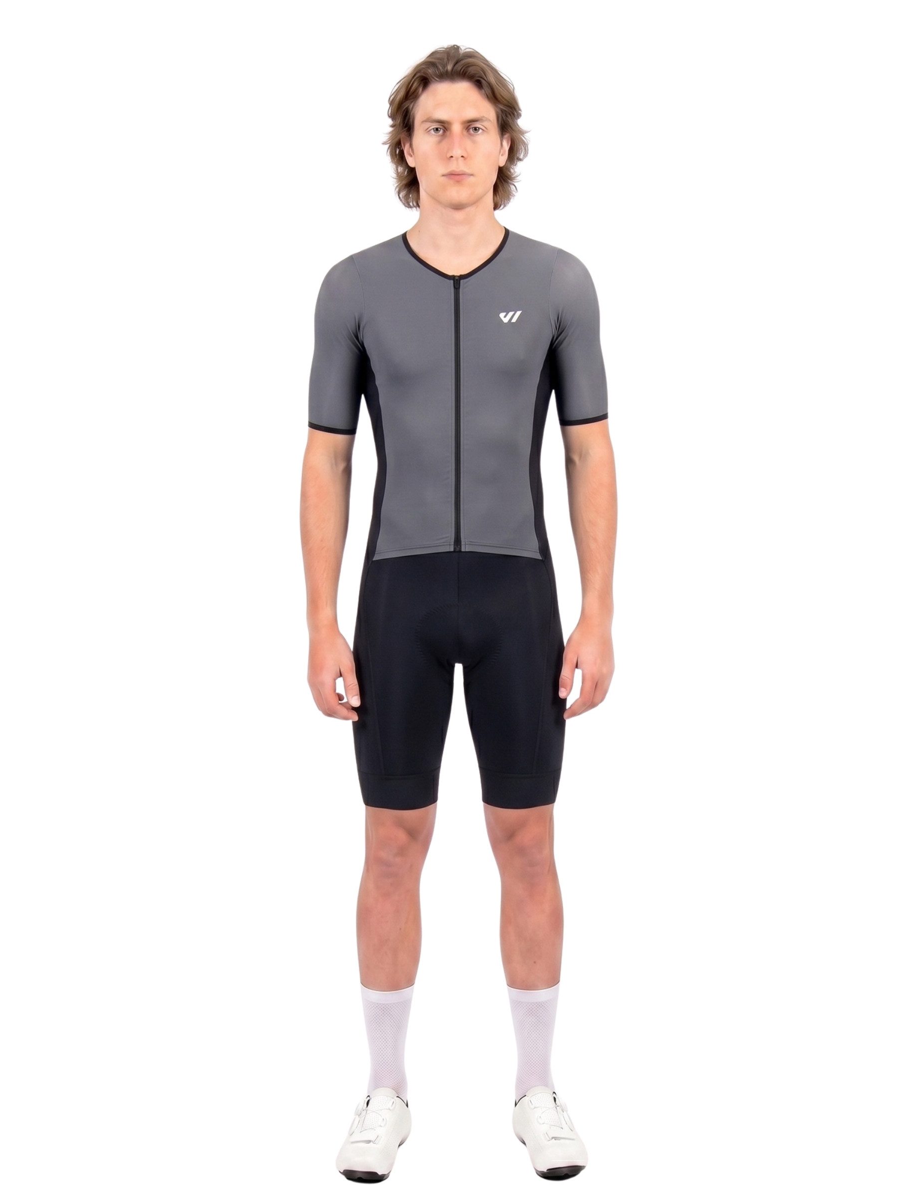 Wulibike Trainingsanzug Herren-Triathlonanzug Kurzarm Einteiler mit Sitzpolster, atmungsaktiv (Einteilig, 1-tlg), aerodynamischer Trainingsanzug für Radsport Laufen Schwimmen