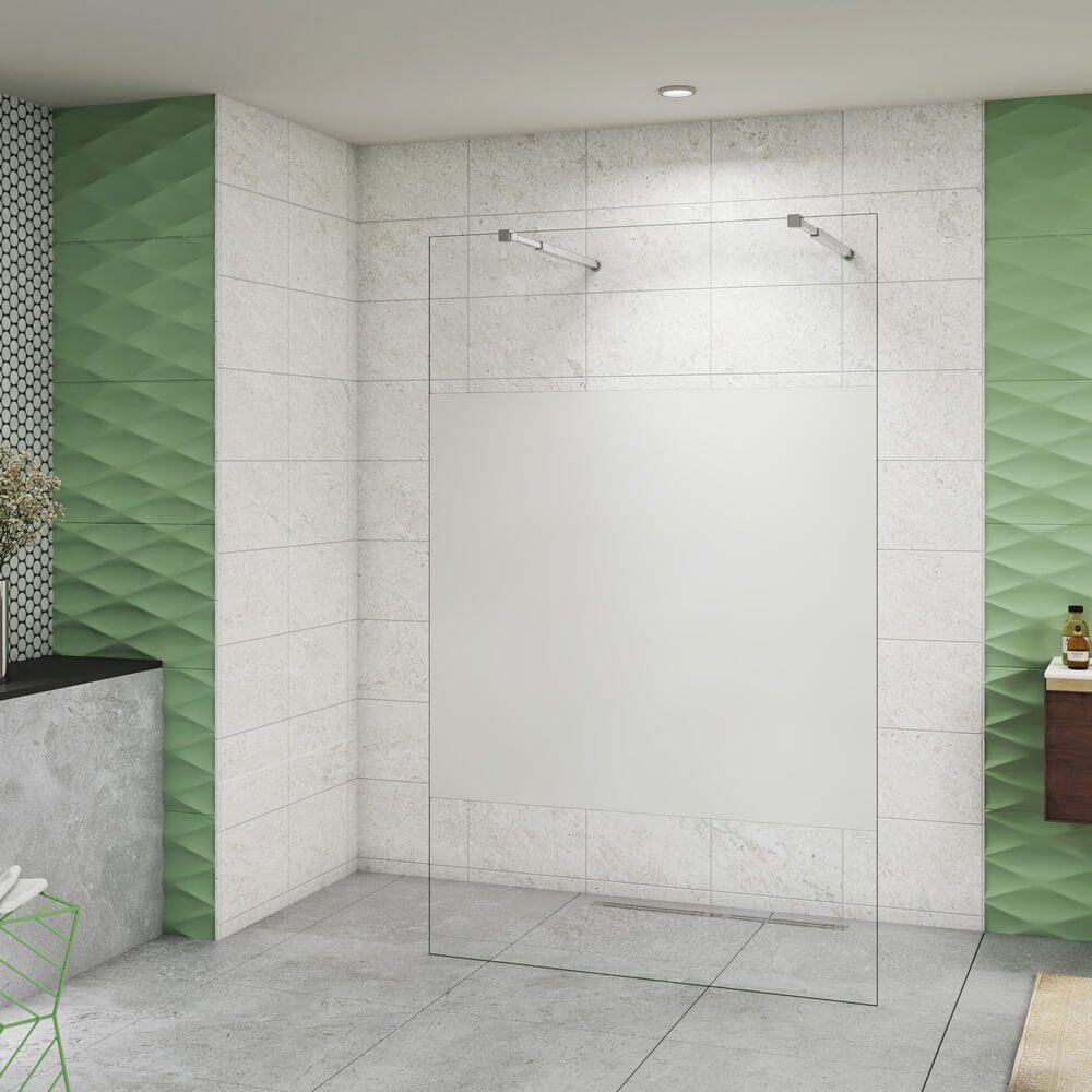 Duschwand 10mm 200cm Glaswand mit Milchstreifen Duschtrennwand Walk in Dusche