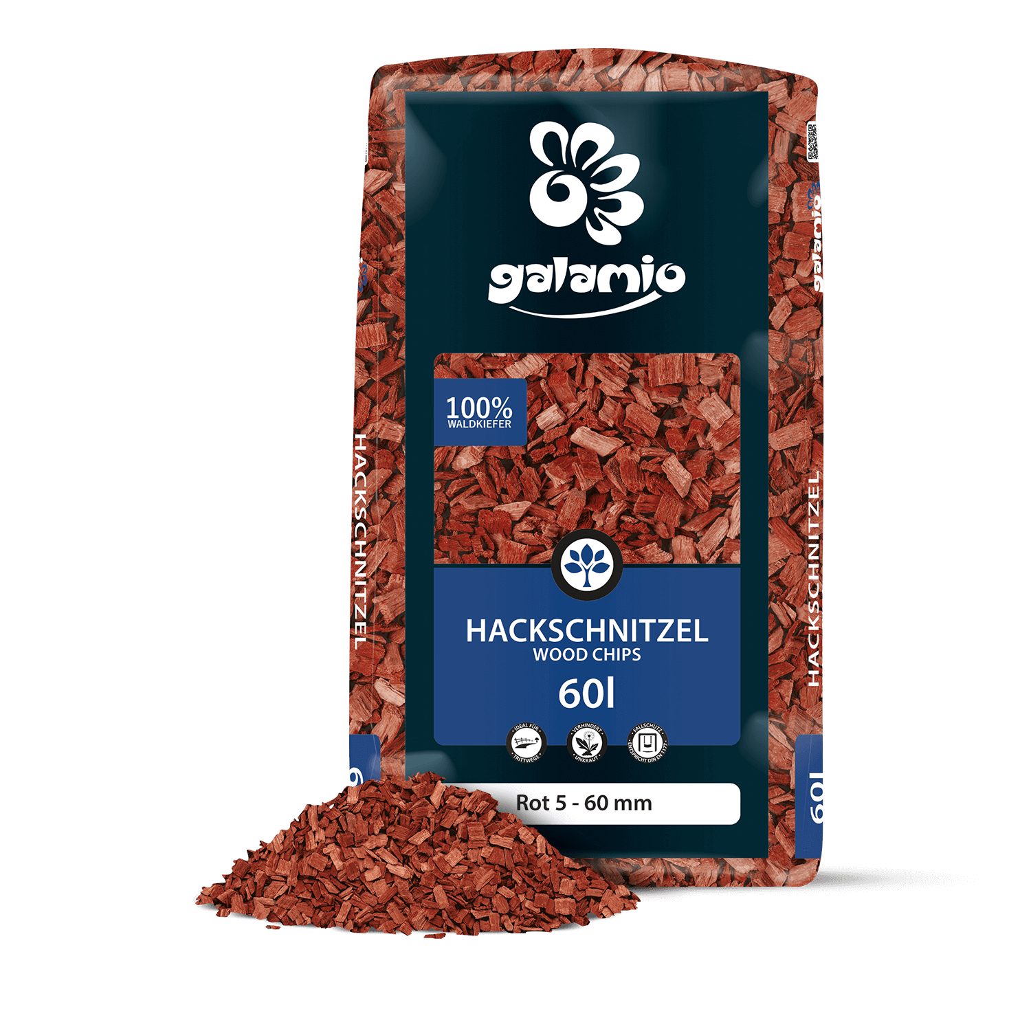 GALAMIO Holzhäcksel Hackschnitzel Holzdekor Rot 5-60 mm, (Paket, 1-St)