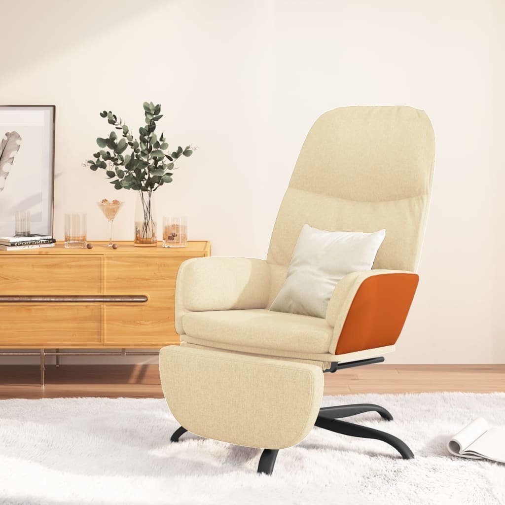 furnicato Sessel Relaxsessel mit Fußstütze Creme Stoff | Einzelsessel