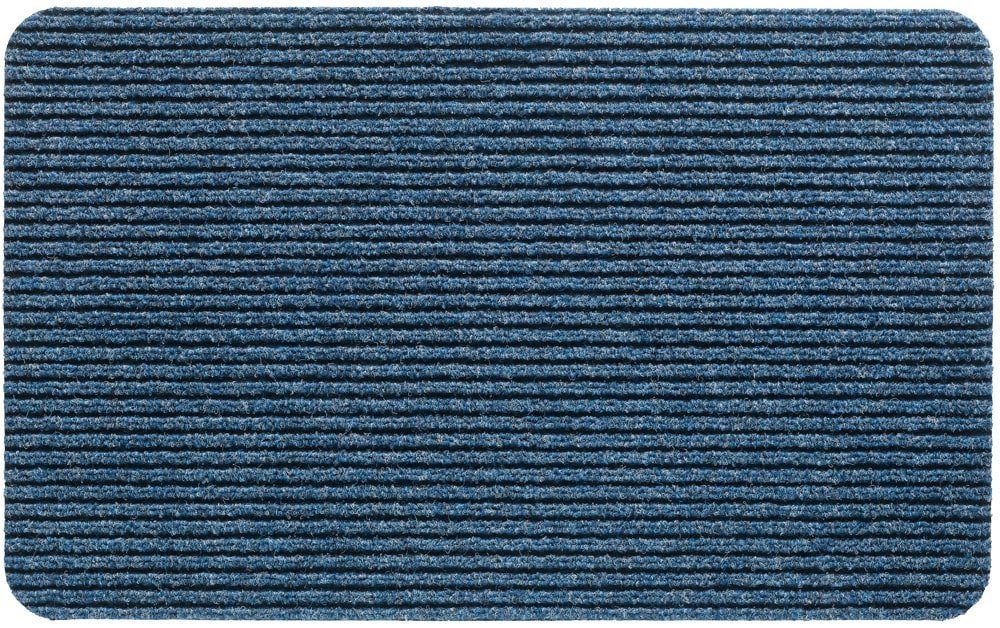 matches21 HOME & HOBBY Fußmatte Nadelfilz Fussabtreter Blau als 40x60 cm Türmatte, rechteckig, Höhe: 5 mm, Rutschfeste Rips-Matte als reinigungsstarke innen Sauberlaufmatte