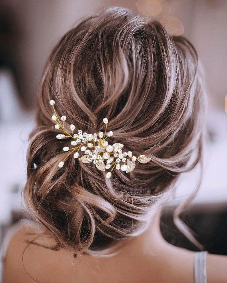 Zaewry Haarspange Hochzeit Kristall Haar Reben Blume Blatt Kopfschmuck, Hochzeit Haarschmuck für die Braut