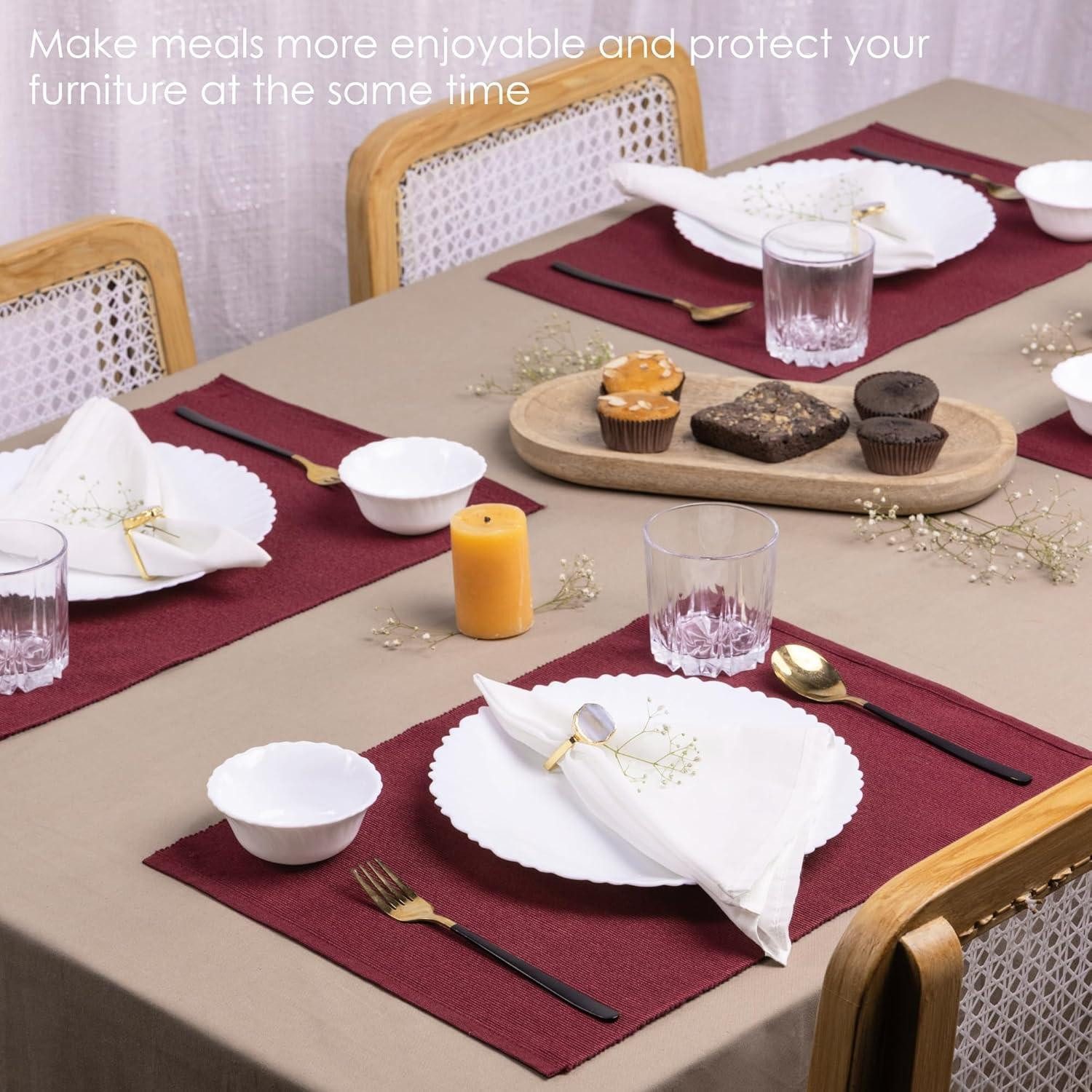 LuxusKollektion Platzset Platzset Baumwolle Gerippt Tibetanrot 4er Set, Tischset