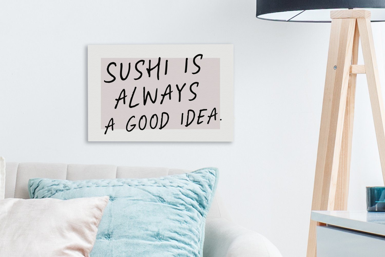 OneMillionCanvasses® Leinwandbild Zitate Aufhängefertig, 30x20 - ist gute - Essen, Wandbild Idee cm immer (1 St), Leinwandbilder, eine - Sprichwörter Sushi Wanddeko