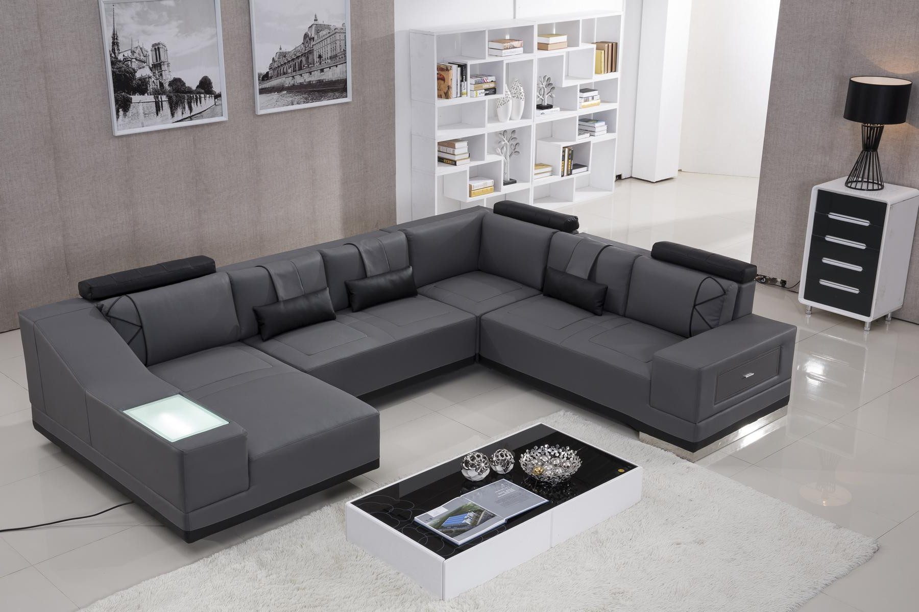 Xlmoebel Wohnlandschaft Ecksofa aus Leder in U-Form mit modernem Design, Ecksofa, Hergestellt in Europa
