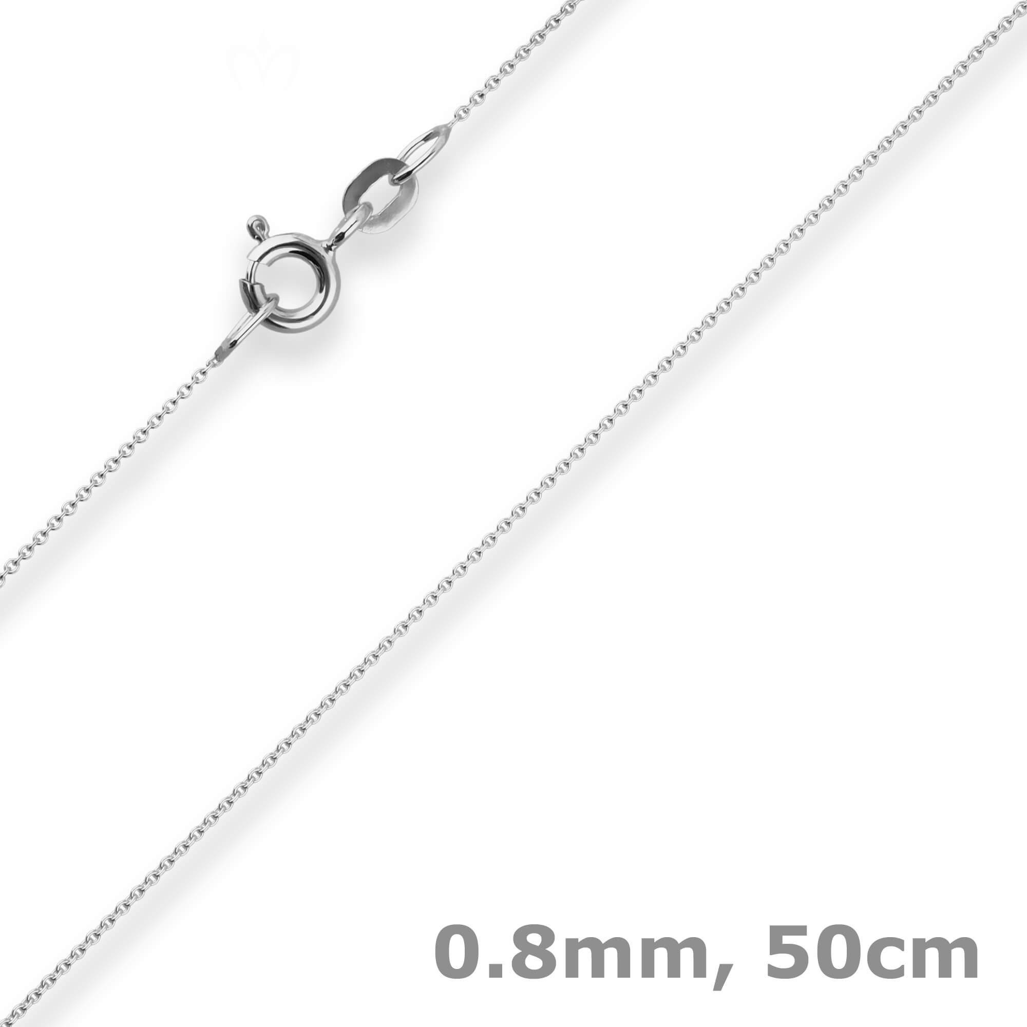 Schmuck Krone Goldkette 0,8mm Rund-Ankerkette aus 585 Weißgold 50cm mit Zwischenöse, Gold 585