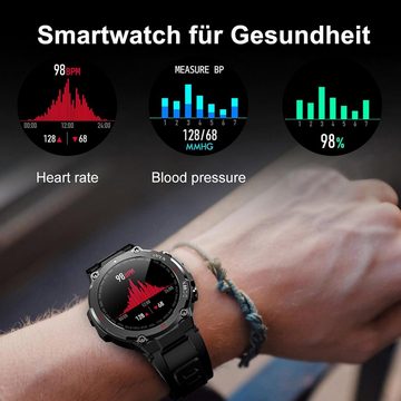 findtime Herren's Militär Fitness Tracker mit Telefonfunktion IP67 Wasserdicht Smartwatch (1,28 Zoll), Schlafmonitor, Blutdruck Schrittzähler Outdoor Uhren Fitness Tracker
