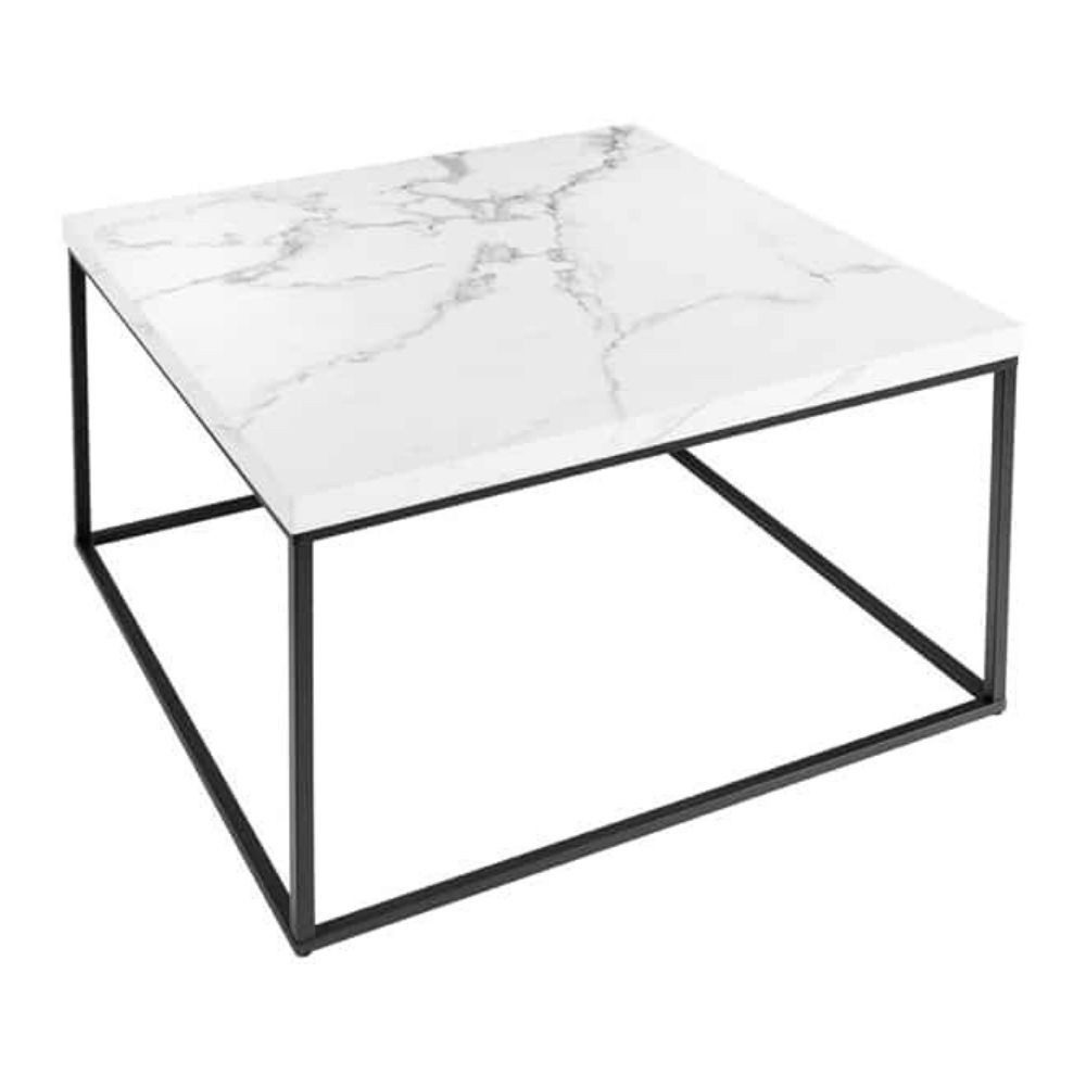 Couchtisch Design Couchtisch STRIVE 60cm weiss Marmor-Look Beistelltisch