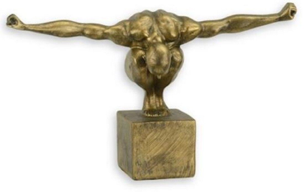 Casa Padrino Dekofigur Casa Padrino Kunstharz Dekofigur Turmspringer Athlet Antik Gold 32,1 x 12,4 x H. 20 cm - Wohnzimmer Deko Skulptur - Deko Accessoires