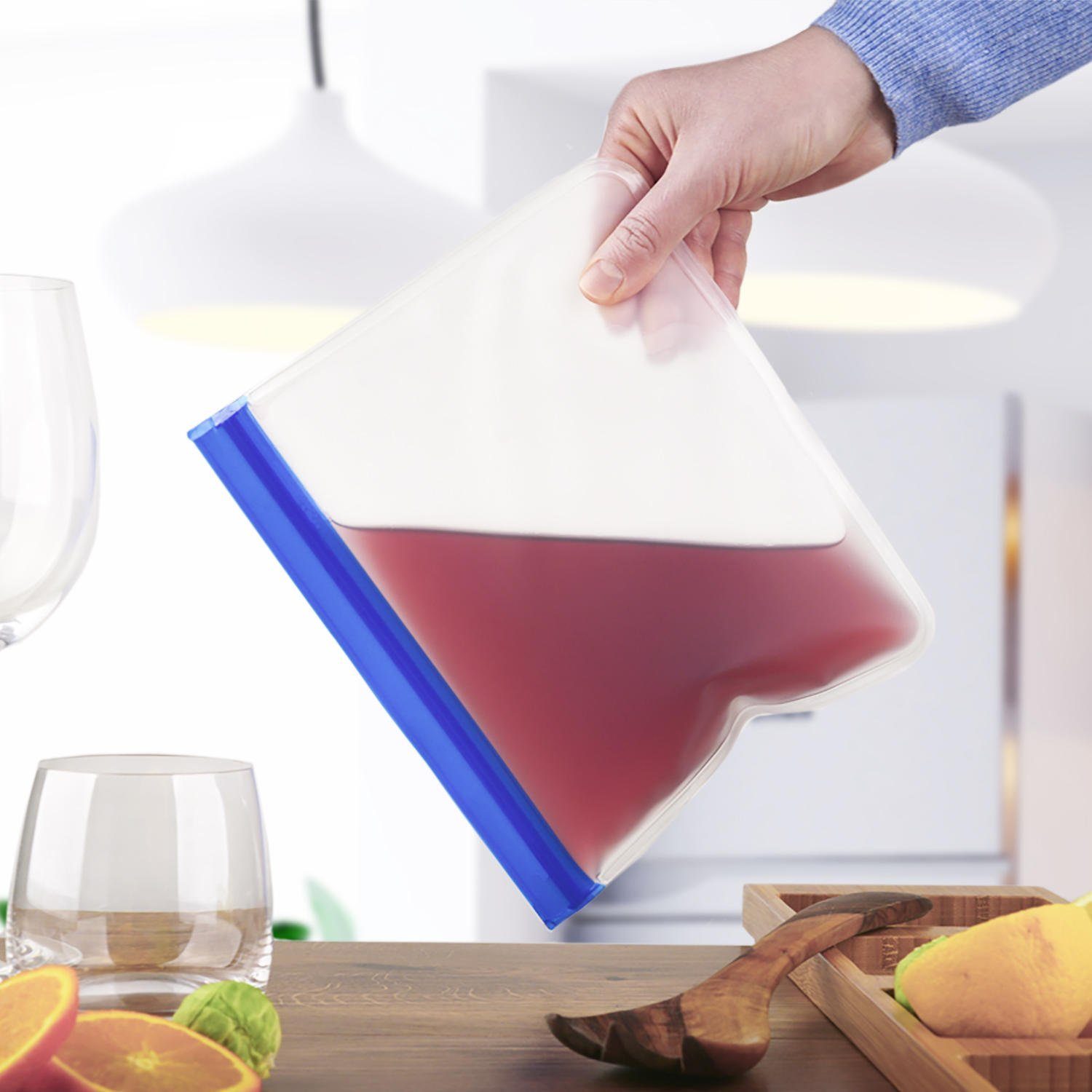 Dimono Gemüsebeutel DIMONO Silikon Vorratsbeutel 3er Set – Wiederverwendbare Beutel, Silikon in Lebensmittelqualität, (Launch Bag, 3-tlg), Lebensmittel- und Gefrierbeutel