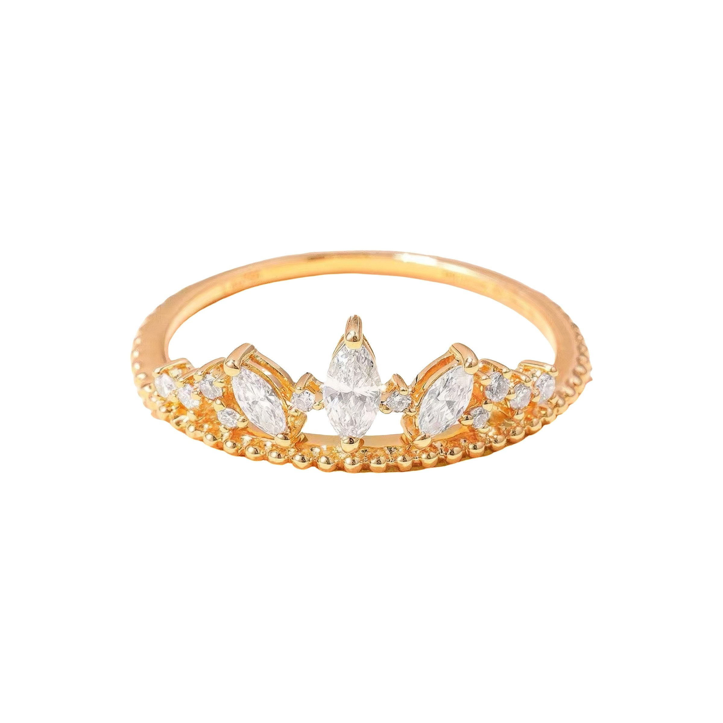 Jumpeak Diamantring Damen 585 Echtgold Ring,Damen Diamantring,0.3CT Lab-Zuchtdiamanten, Pferdeauge Hauptdiamant 0,3CT,D-E,VVS -VS,tochter geschenk