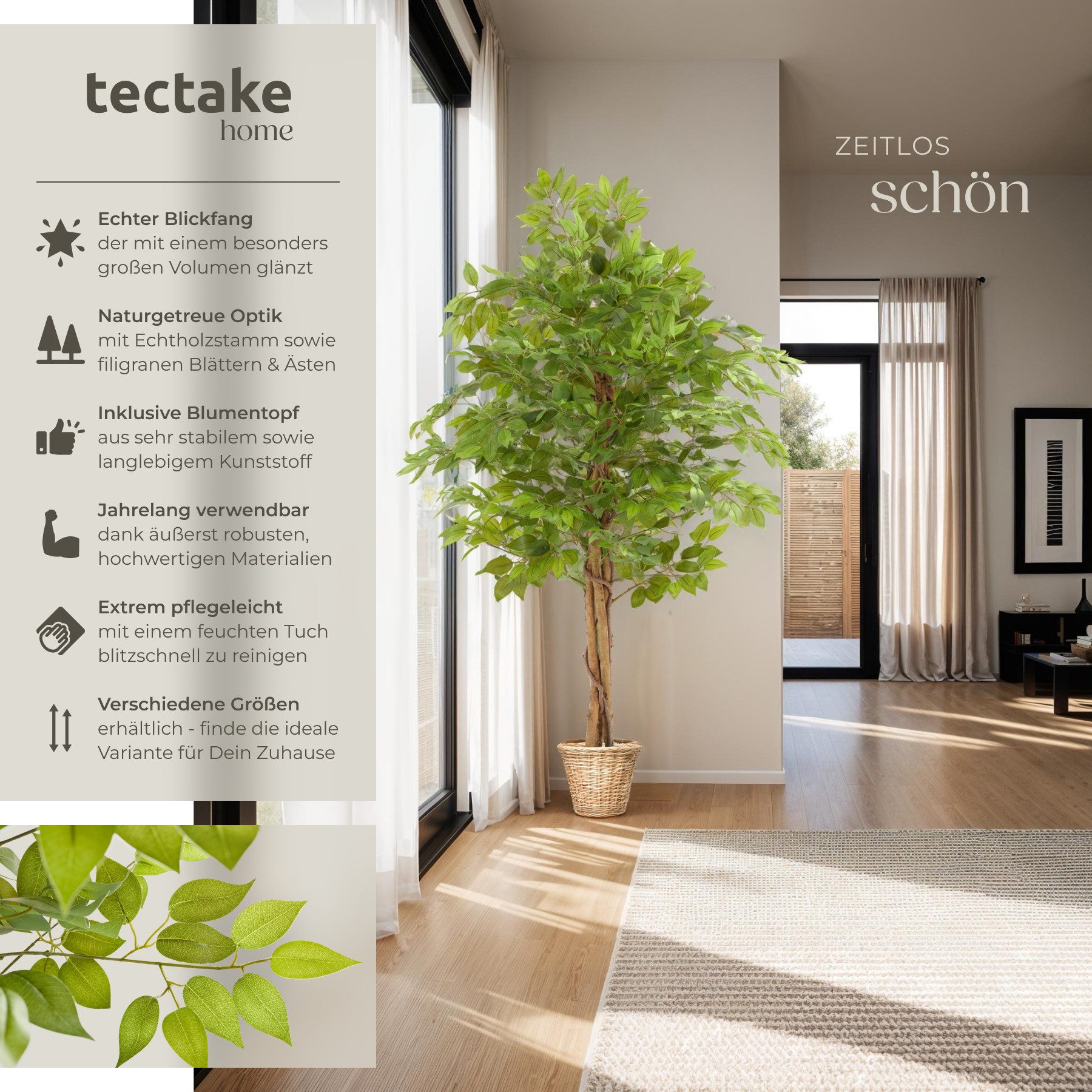 Künstliche Zimmerpflanze Künstlicher Ficusbaum, tectake, Höhe günstig online kaufen