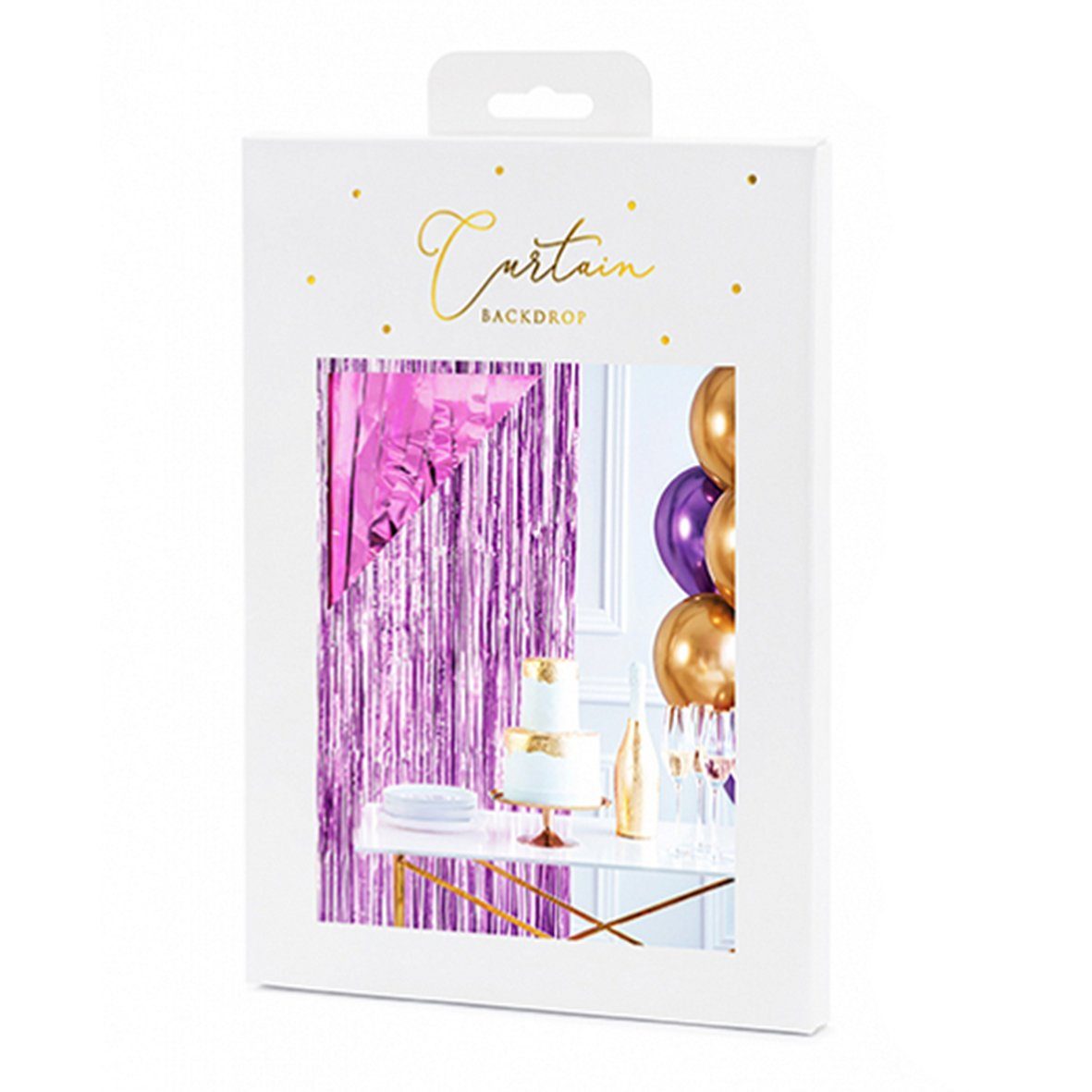 partydeco Konfetti Glittervorhang - 2,5 x 0,9 m Fuchsia | Partydekoration
