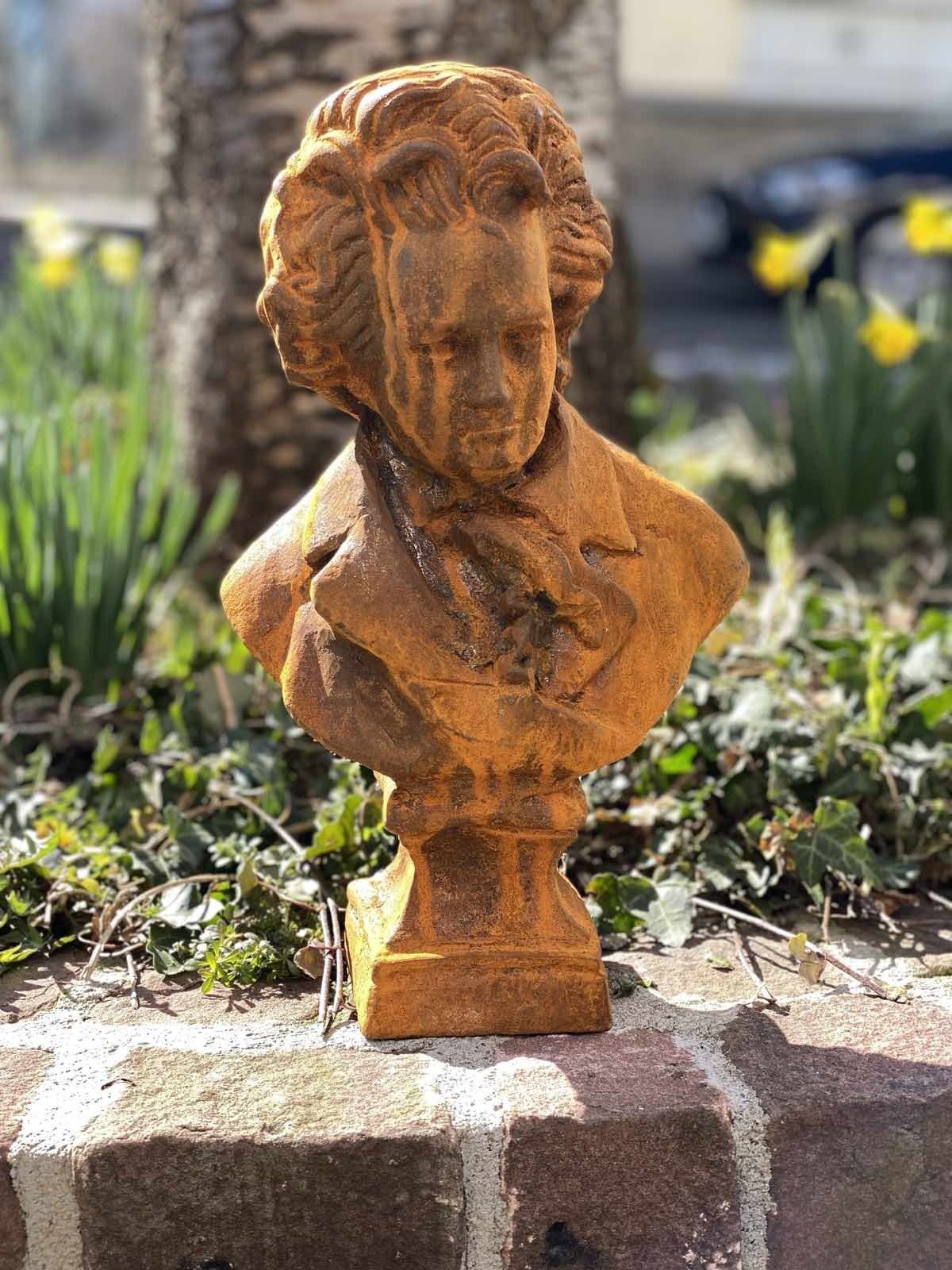 Rost Figur Gartenfigur Statue Eisen Beethoven Skulptur Aubaho Antik-Stil Gartenfigur