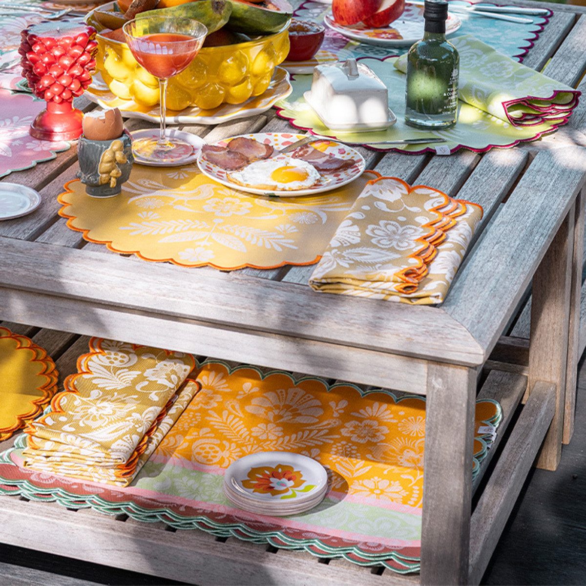 Le Jacquard Francais Platzset Beschichtete Tischsets (2x Set) Alegria Sunset Ø 38 cm, (Set, 2-St), beschichtet