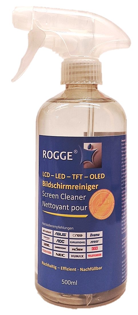 Rogge Reinigungs-Set ROGGE 500ml Bildschirmreiniger inkl. Microfasertuch, (1-St)