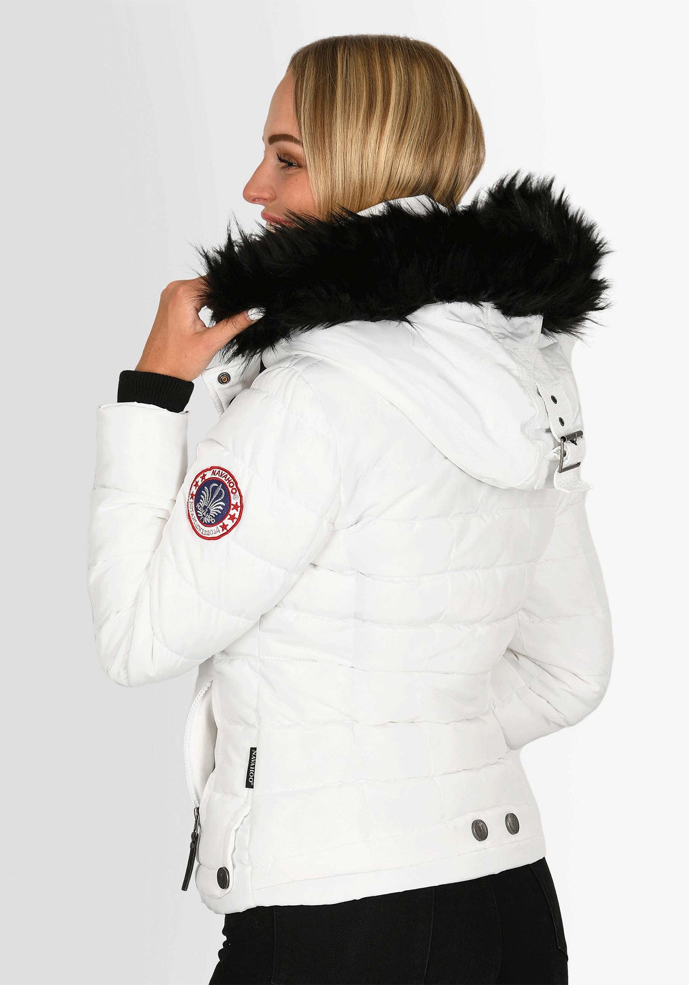 Navahoo Steppjacke Chloe hochwertige Winterjacke mit abnehmbarer Kapuze – Bild 3 von 5