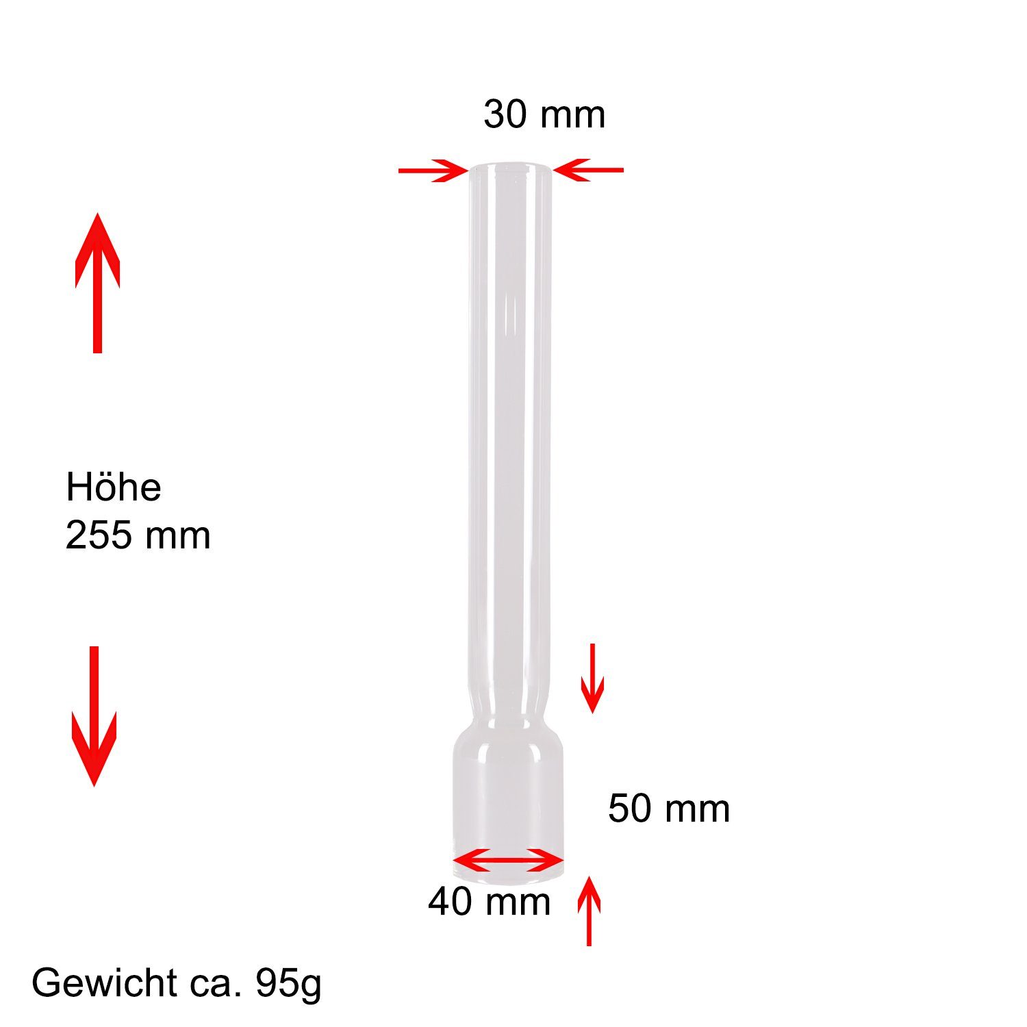Home4Living Lampenschirm Lampenglas Zylinderglas Ersatzklar klar Petroleumglas Ø40mm, Klarglas