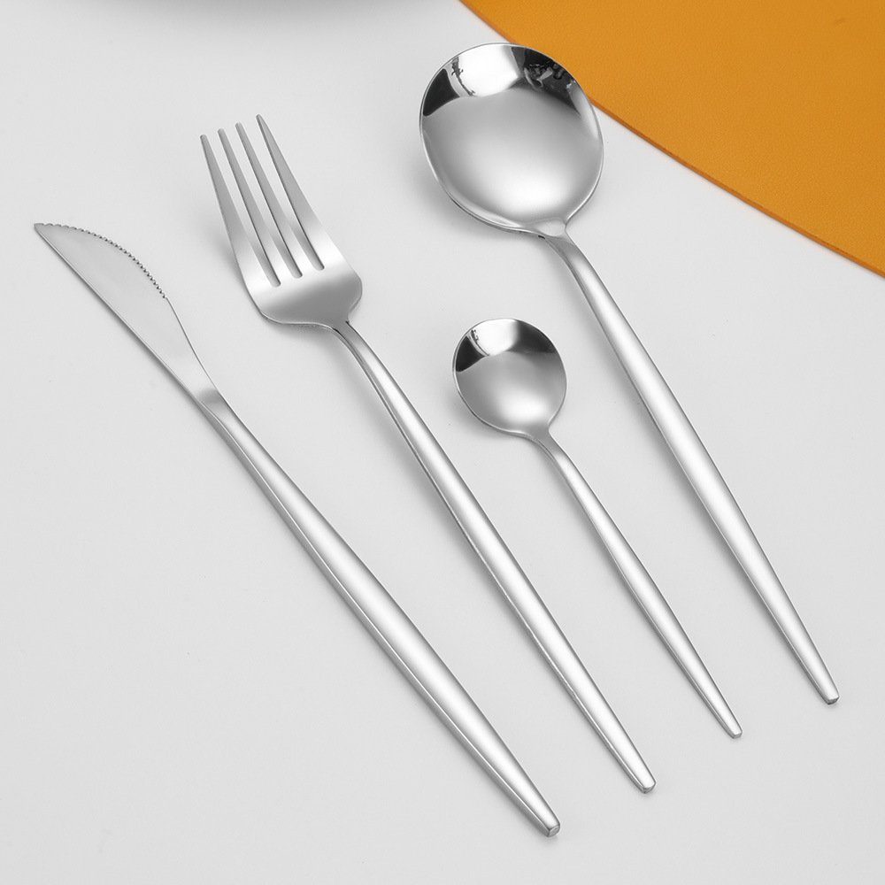 12Personen, Essbesteck Löffel Messer Silber für Gabel Set Set Besteck-Set 48teilig KingLux