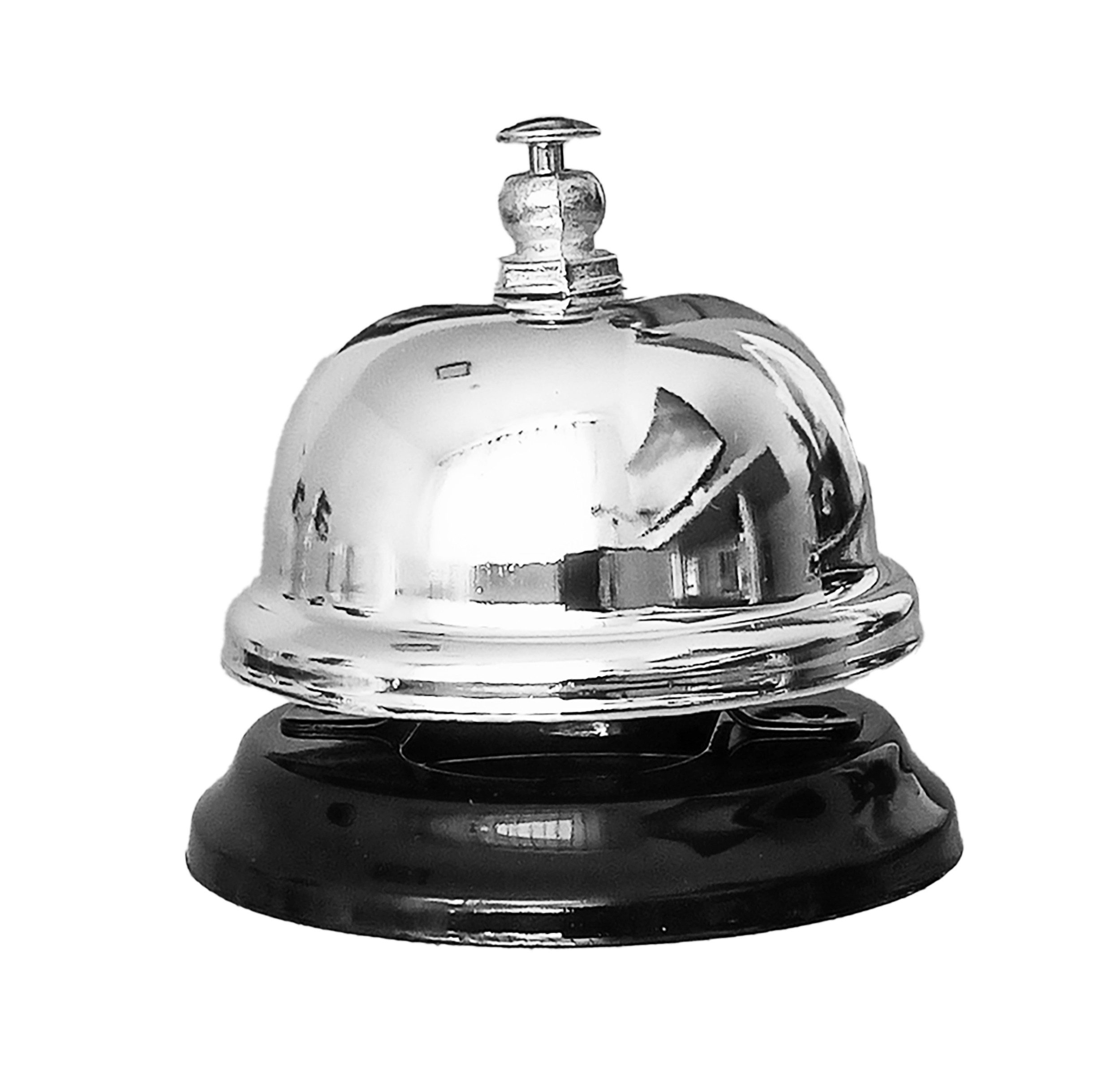 KINVARA Dekofigur TISCHKLINGEL Ø6,5cm aus Metall Chrom Rezeptionsklingel 00, Serviceklingel Hotelklingel Tischglocke Restaurant Klingel Glocke