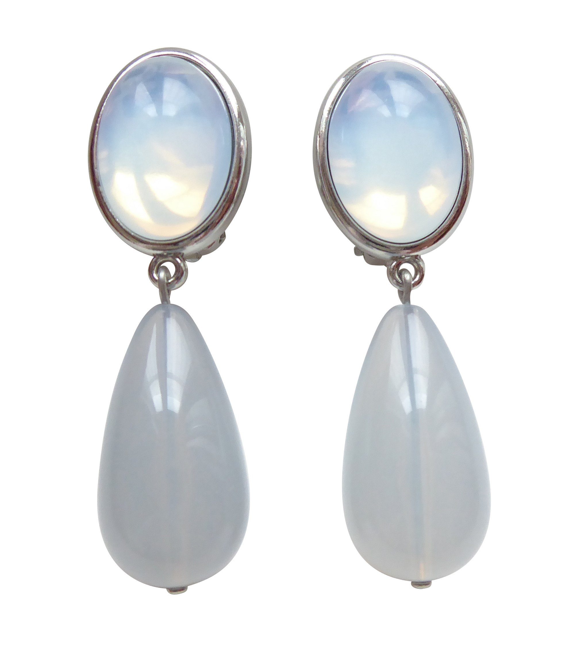 Mugello Paar Ohrclips Viola Clips mondstein (silber) elegant klassisch Hochzeit, made in Germany Designer JustWin, Statementohrringe