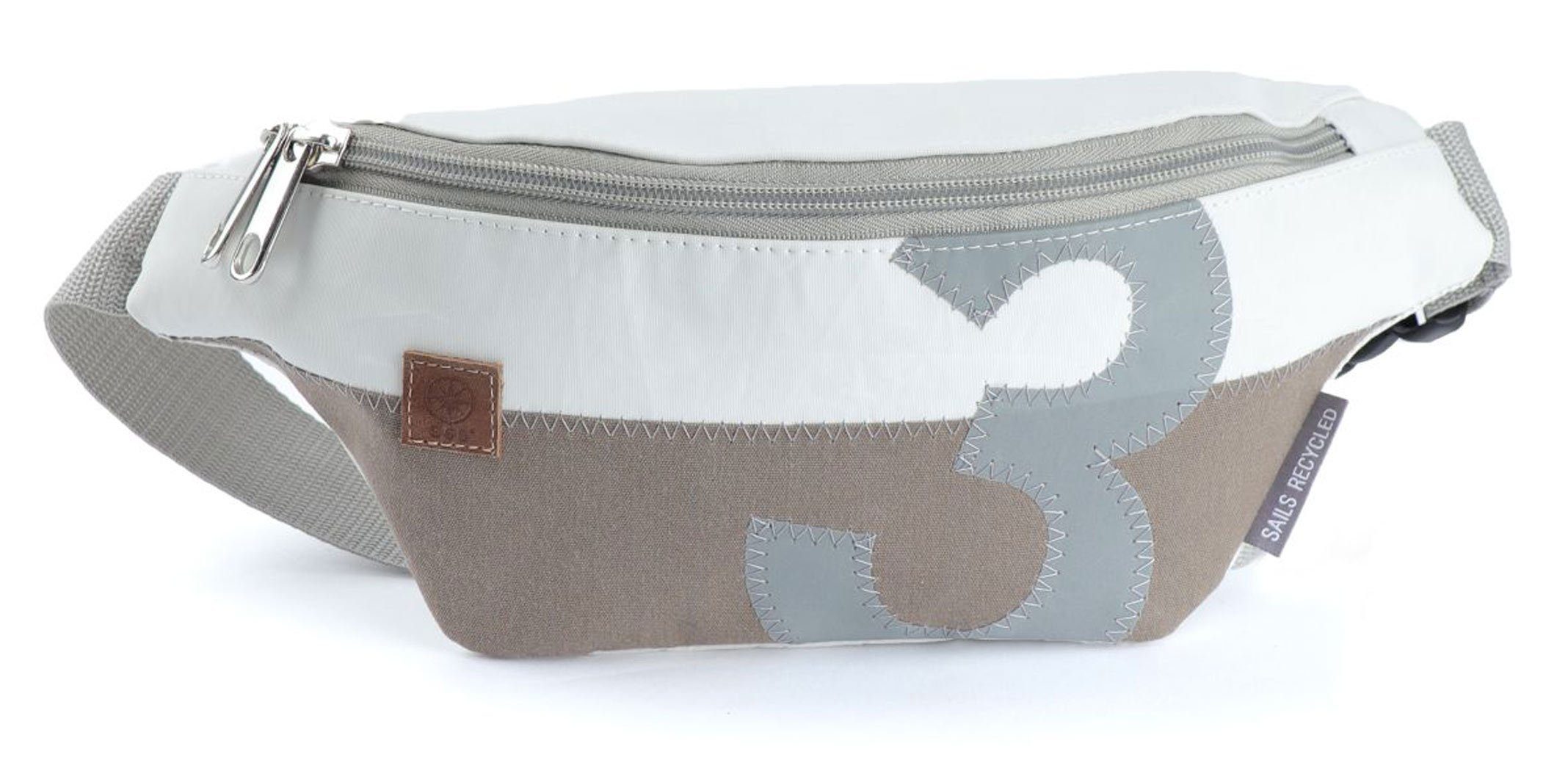Bauchtasche Gürteltasche Knoten Weiss Blau, recyceltes Segeltuch
