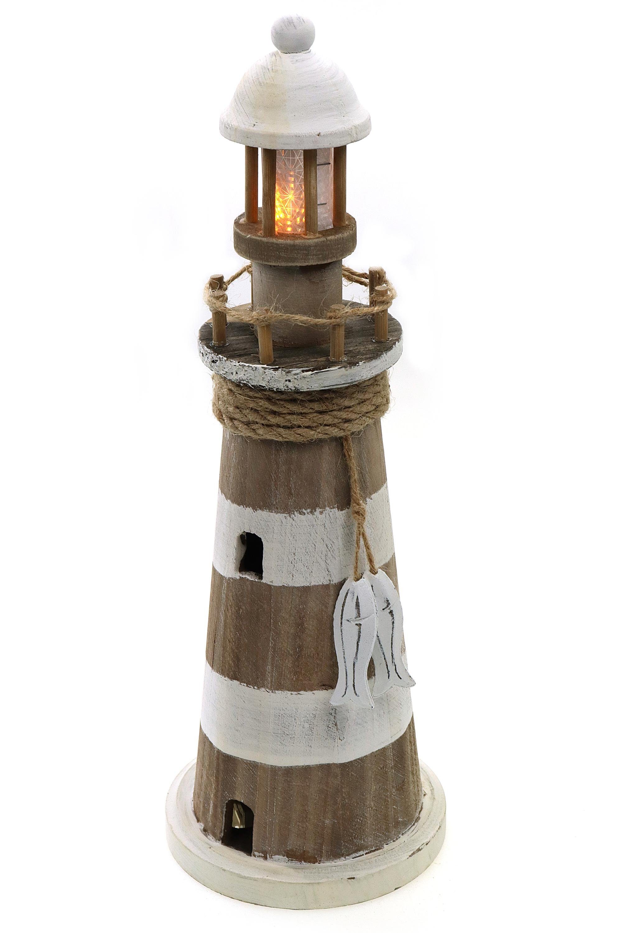 LED-Dekofigur Leuchtturm aus Holz mit Timer-Funktion & LED H: 35cm