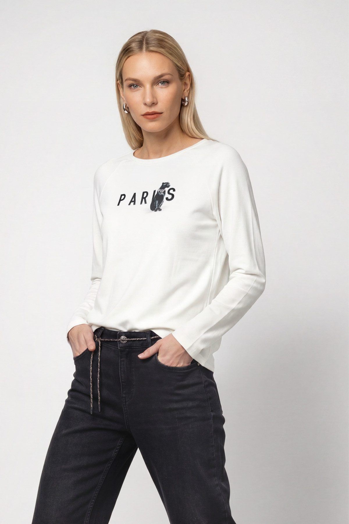 Monari Langarmshirt Shirt Panther Regular fit mit Panther-Print