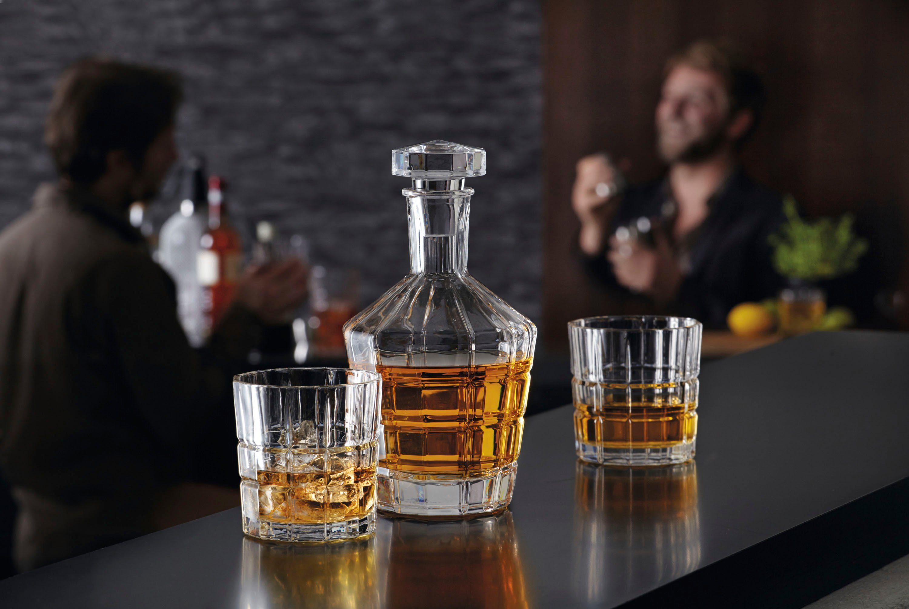 LEONARDO Gläser-Set SPIRITII, 3-tlg., Glas, 3-teilig (1 Karaffe, 2 Gläser), Reliefoptik