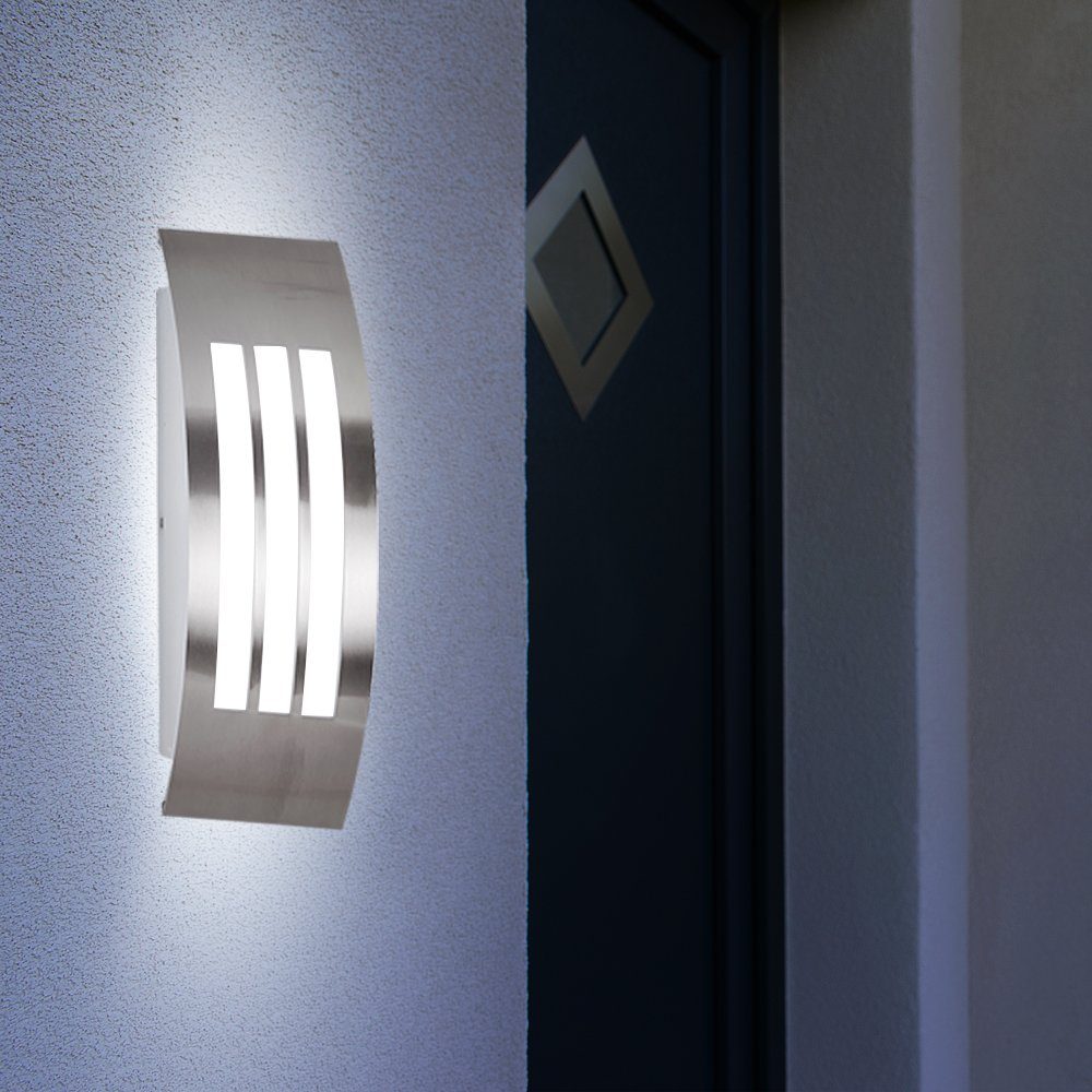 etc-shop Außen-Wandleuchte, Leuchtmittel inklusive, Warmweiß, Außenwandleuchten Fassadenlampe silber Wandlampe LED Gartenleuchte