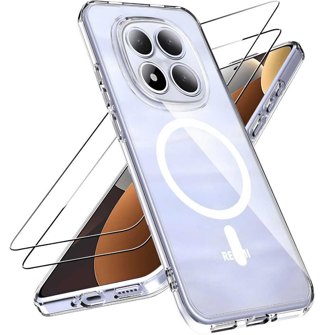 SmartUP Smartphone-Hülle + 2X Schutzglas für Xiaomi Redmi Note 15 5G / 4G MagSafe Case Full 9H 6,67 Zoll, MagSafe-Technologie