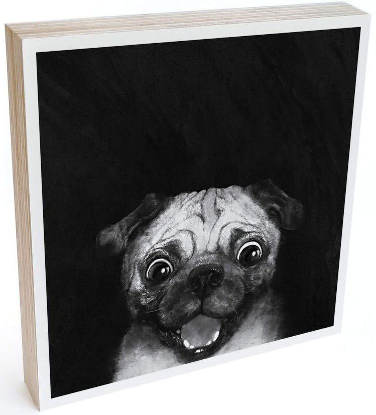 Wall-Art Holzbild Tischdeko Graves Snuggle Pug, (1 St)