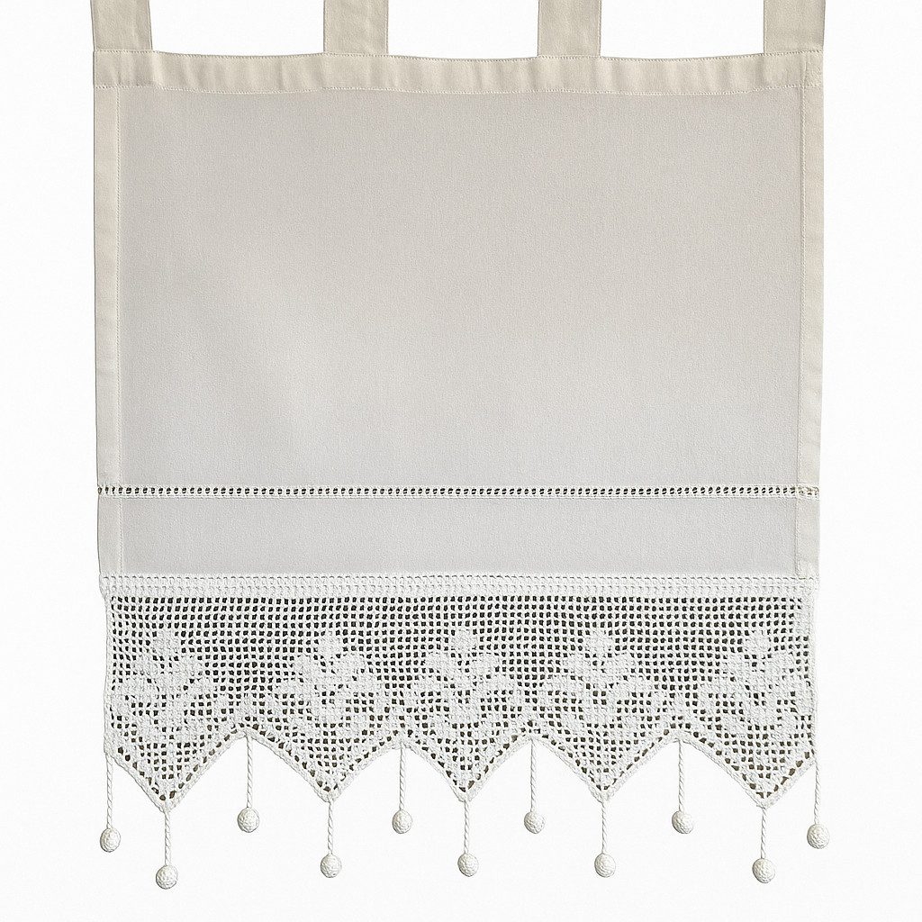 HOSSNER - ART OF HOME DECO Scheibengardine 50x60 cm (1 St), blickdicht, Baumwolle, Vintage, Romantische Stickerei