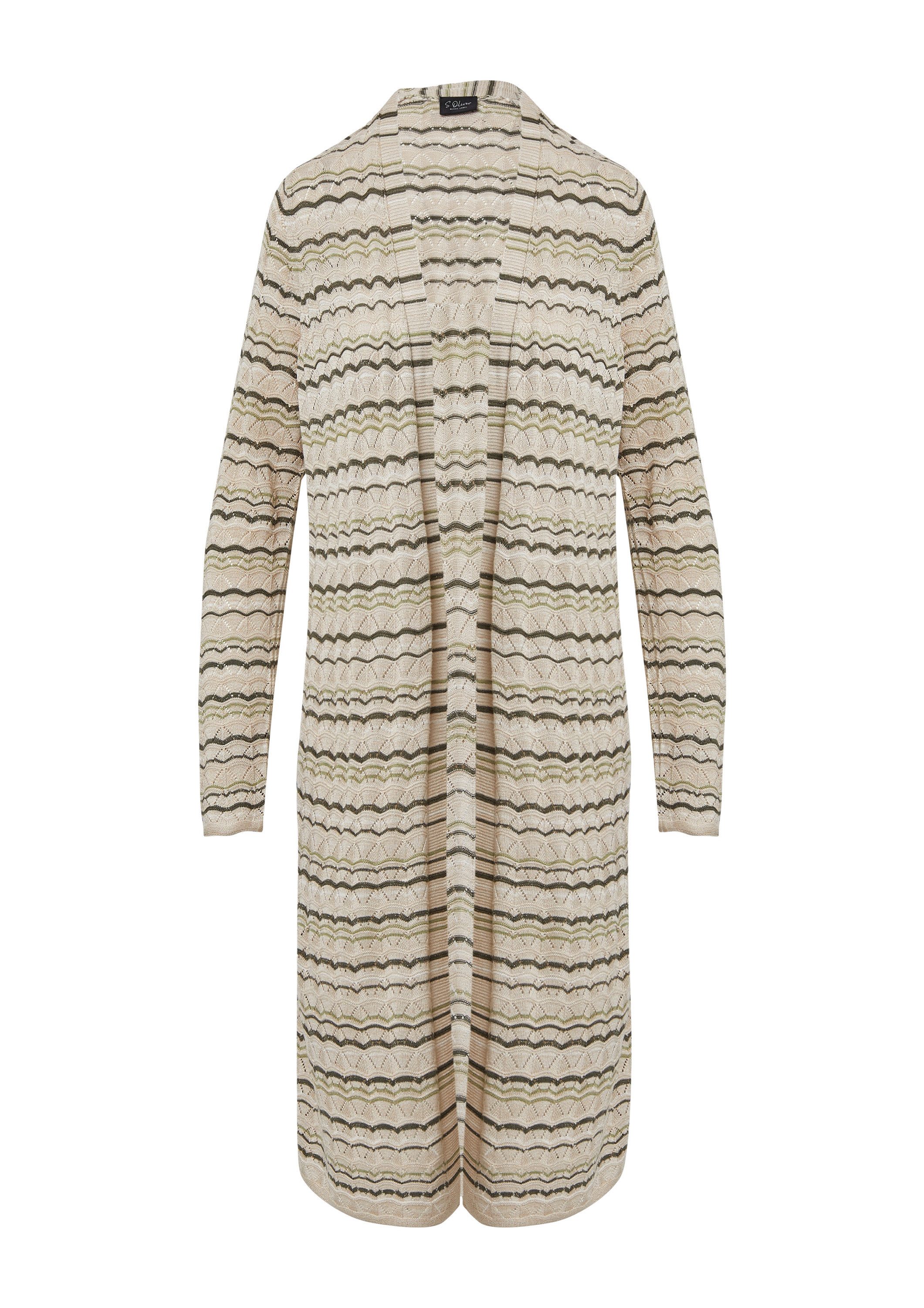 s.Oliver Cardigan Strickjacke Langer Cardigan mit Ajourmuster und Glitzergarn