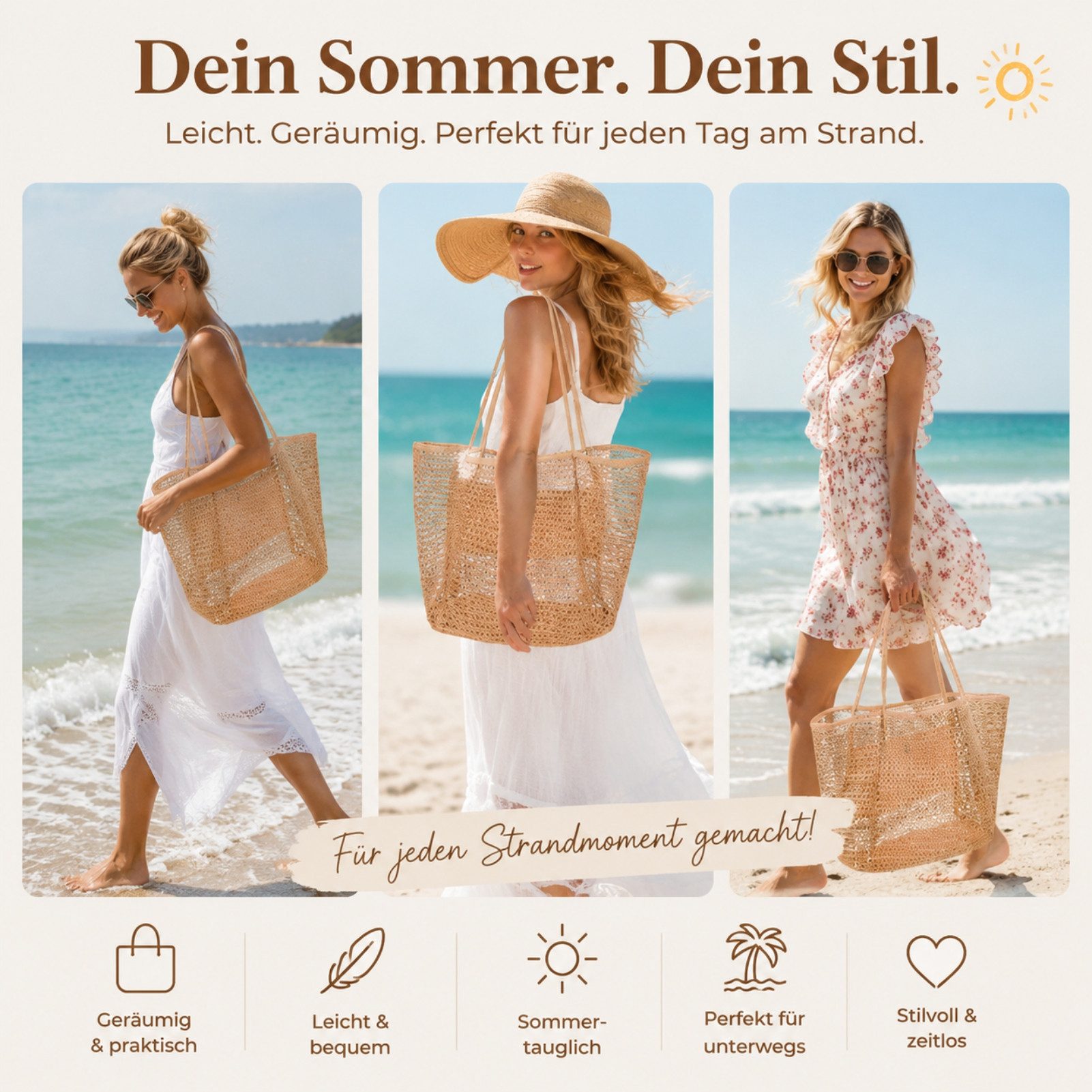 Jumpeak Strandtasche strandtasche damen,strandtasche xxl,tragetasche damen,tasche damen, handtasche damen,boho style,boho tasche,strand zubehör,4 Farbe