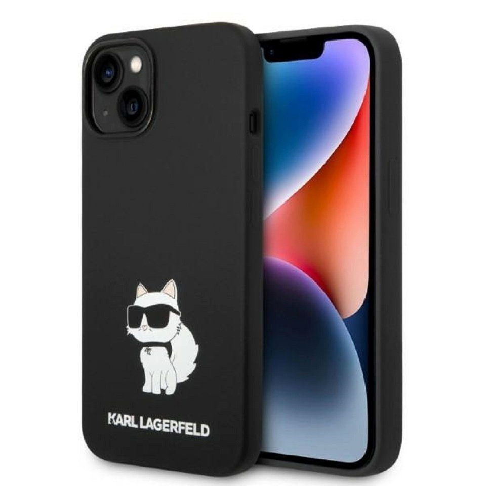 KARL LAGERFELD Handyhülle Case iPhone 14 Katze Choupette Silikon schwarz 6,1 Zoll, Kantenschutz