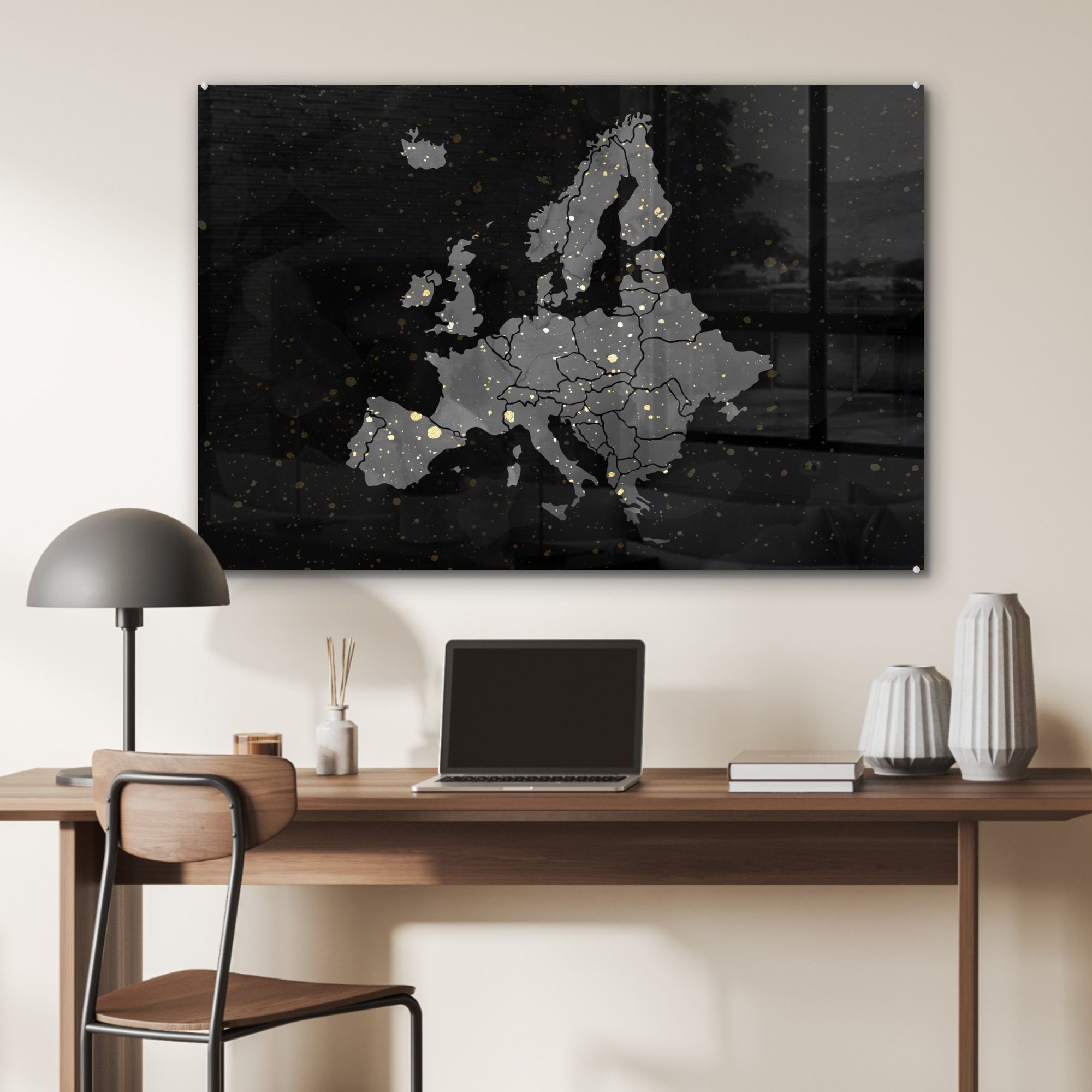 Acrylglasbild Acrylglasbilder - & MuchoWow Wohnzimmer Farbe, (1 St), Schlafzimmer Karte - Europa