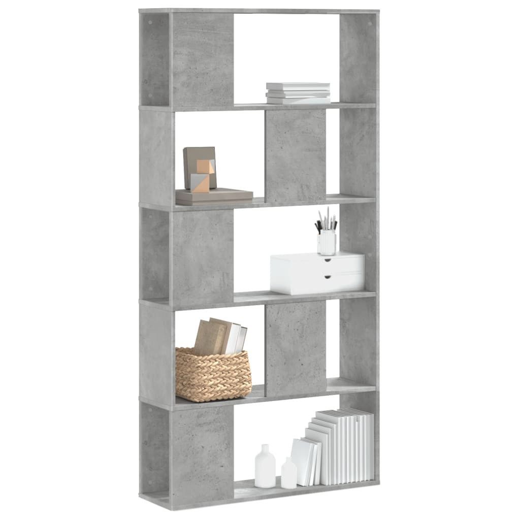 vidaXL Bücherregal NA Bücherregal Standregal Bodenregal 5 Böden Betongrau 80,5x23,5x162,5