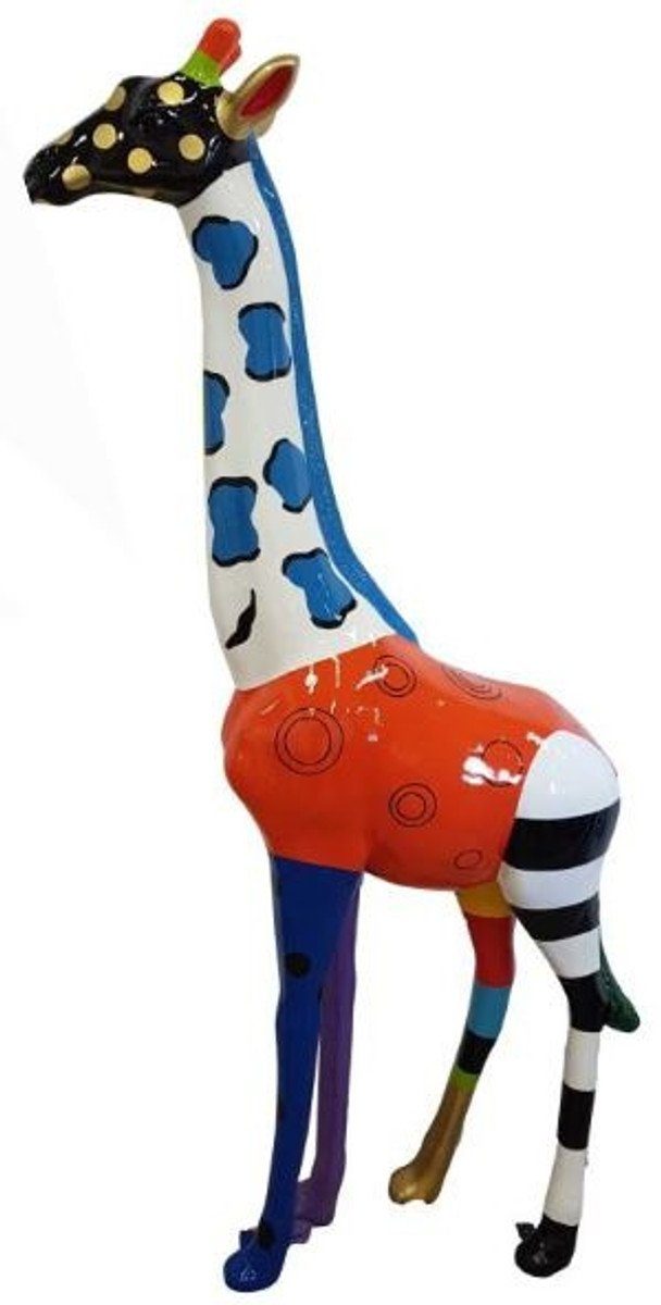 Casa Padrino Skulptur Designer Deko Giraffe Bunt H. 205 cm - Riesige Dekofigur - Gartendeko Skulptur - Wetterbeständige Gartenfigur