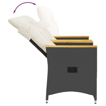 vidaXL Loungesofa Gartensofa 2-Sitzer Verstellbar mit Tisch Schwarz Poly Rattan, 1 Teile