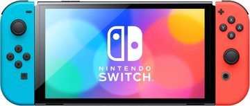 Nintendo Switch OLED Konsole Schwarz Blau Rot (Bundle, inkl. Animal Crossing: New Horizons Spiel), Handheld Spielekonsole Neonrot/Neonblau Set