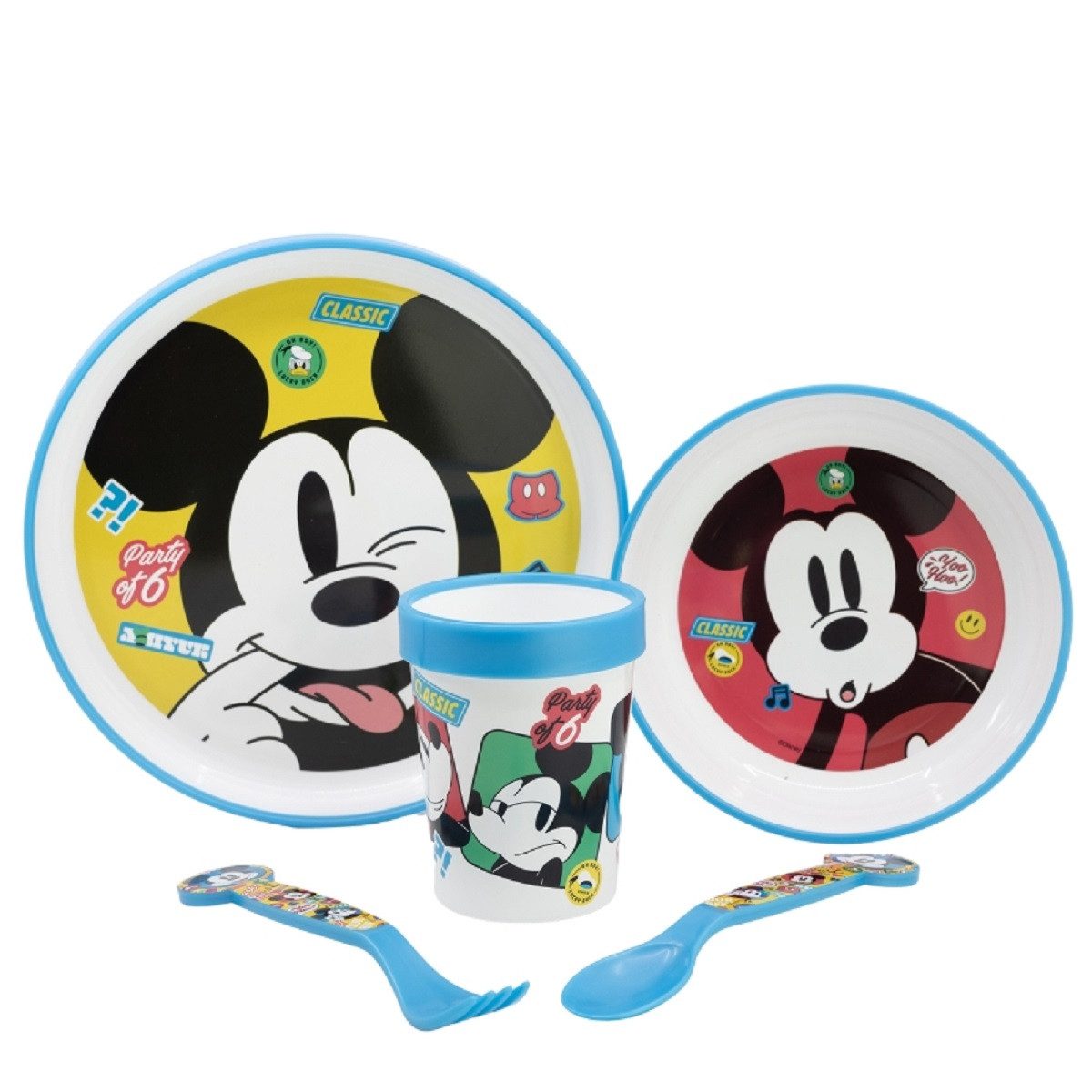 Disney Mickey Mouse Frühstücks-Set Mikrowellengeeignet -Set – 5-teiliges Set mit Teller & Кружки