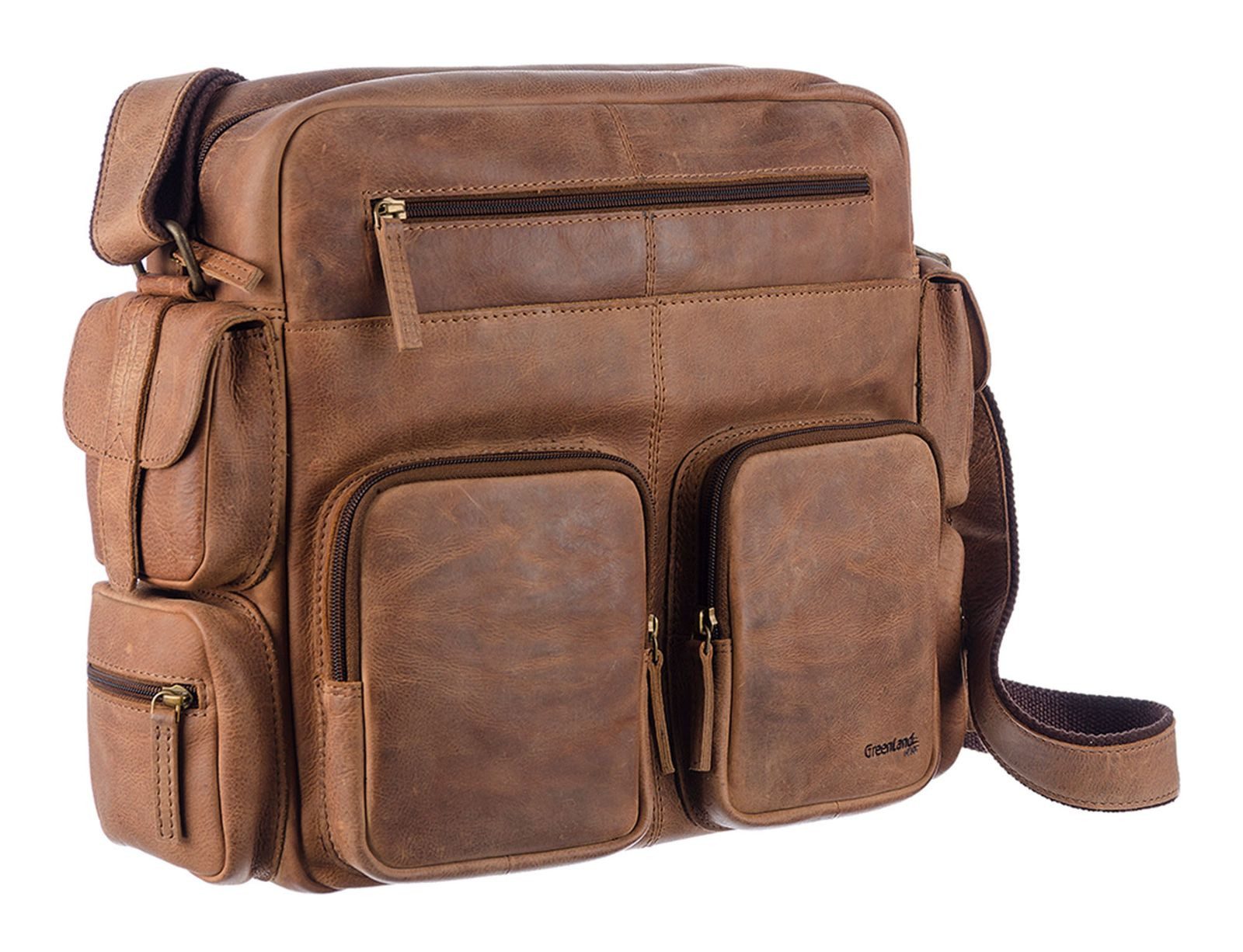 GreenLand Nature Schultertasche Casual-Bag XL, aus echtem Rindsleder