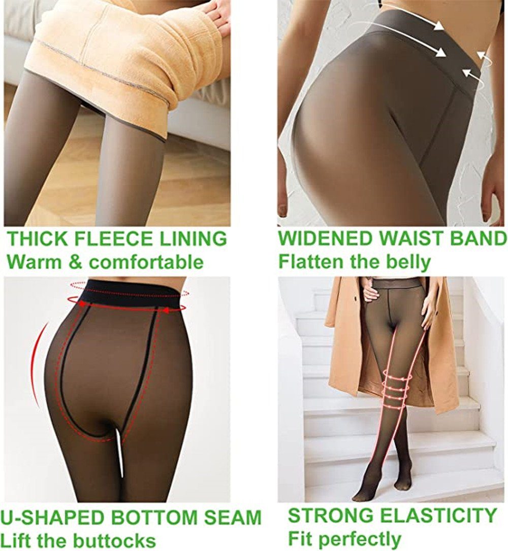 XDeer Strumpfhose Damen Strumpfhose mit Innenfleece Winter Strumpfhose 220 DEN (1 St) warm Thermostrumpfhosen 220/300g
