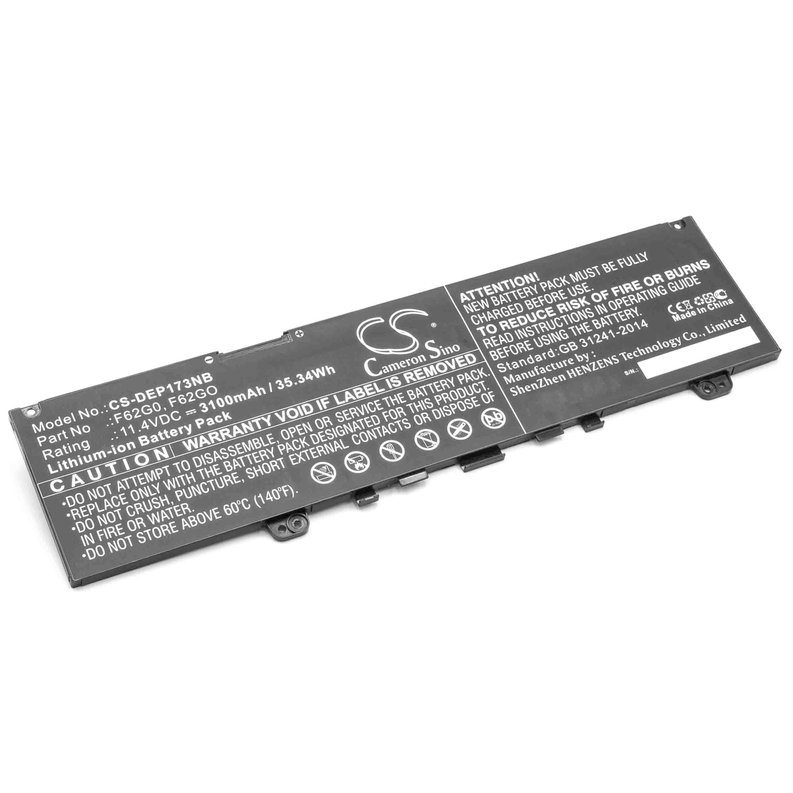 vhbw passend für Dell Inspiron 13 7370-7VF2T, 13 7370-8HK47, 13 7370-9665, Laptop-Akku 3100 mAh