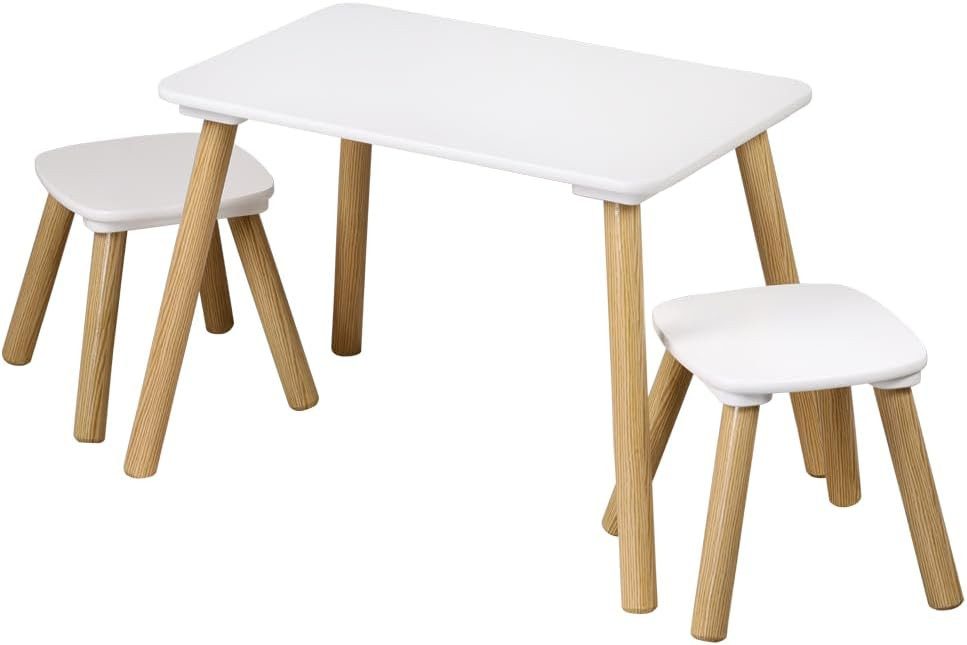 KESPER® Kindertisch mit 2 Stühlen, T 58x38x43,5 cm, S 24x24x25 cm, Weiß (1-St)